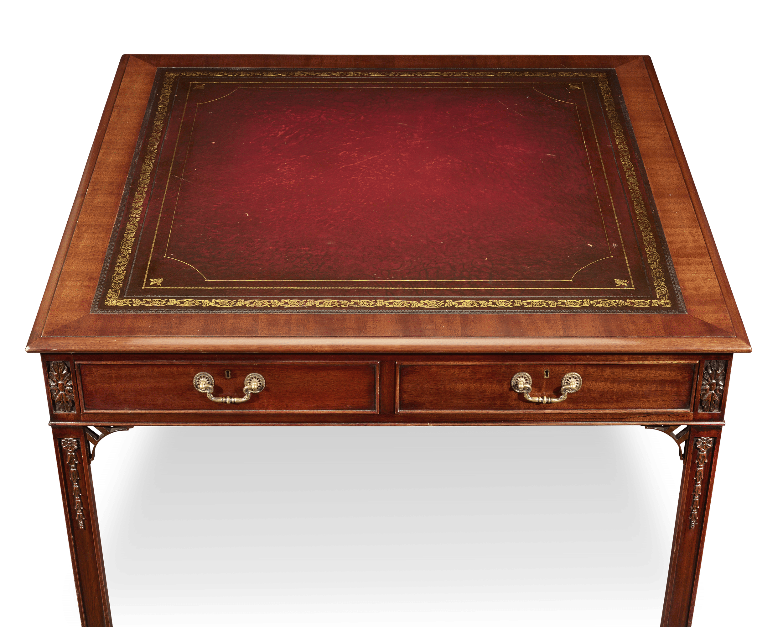 Regency-Style Mahogany Leather-Topped Table