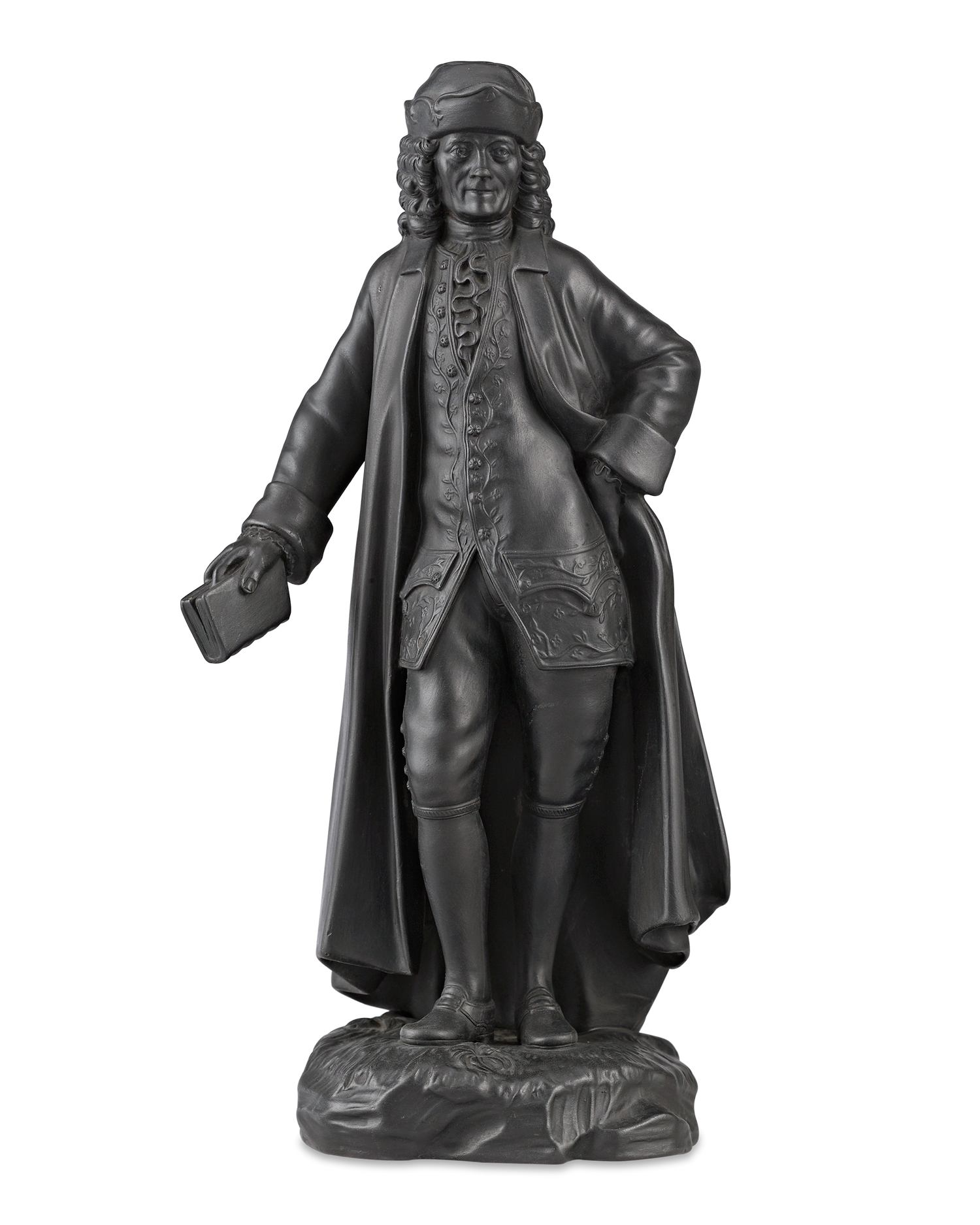 Black Basalt Figure of Voltaire by Wedgwood