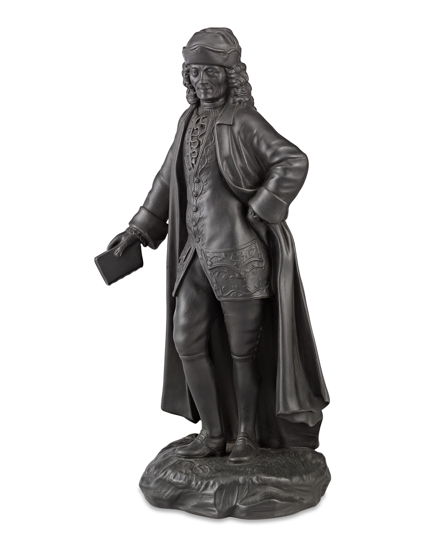 Black Basalt Figure of Voltaire by Wedgwood