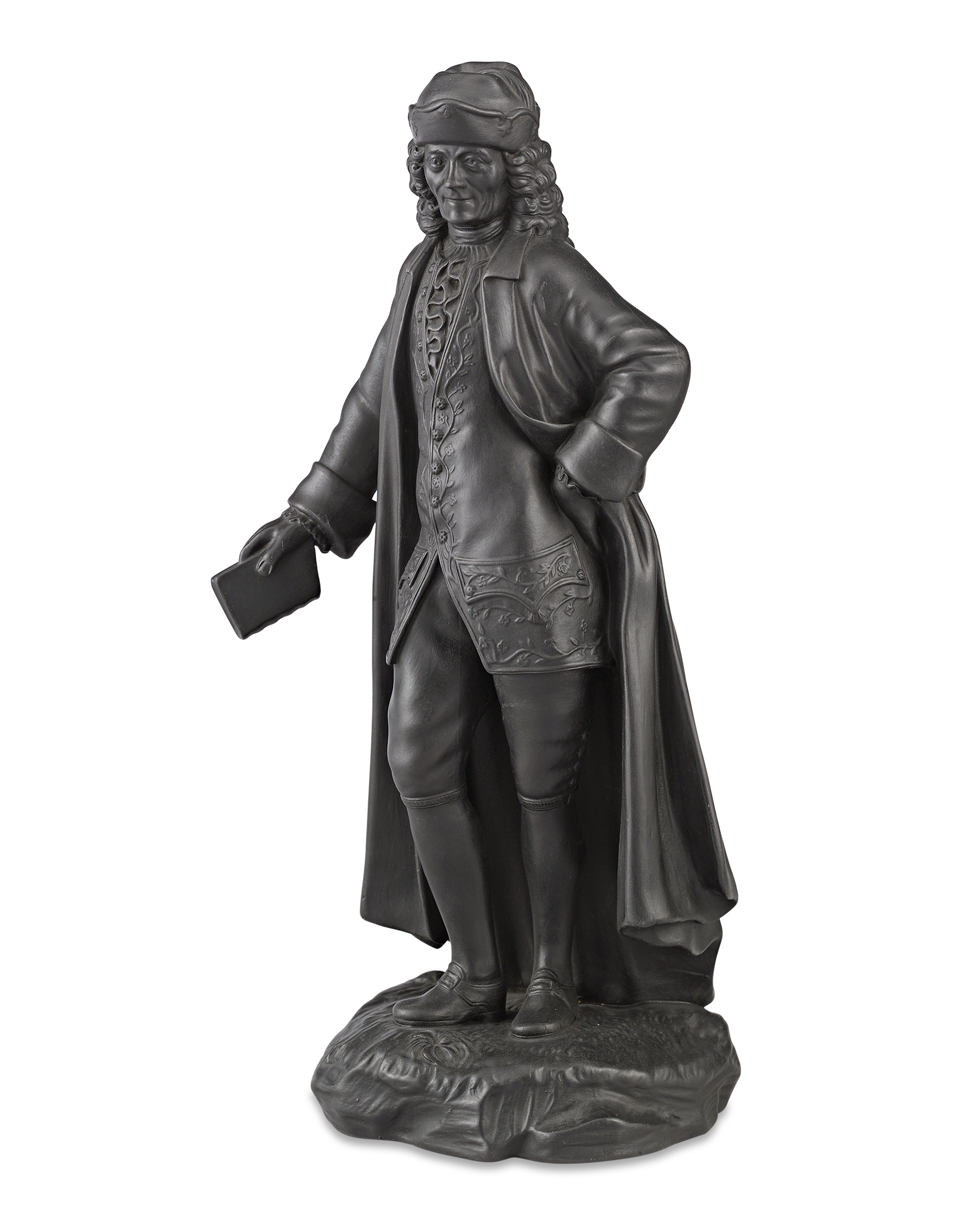 Black Basalt Figure of Voltaire by Wedgwood