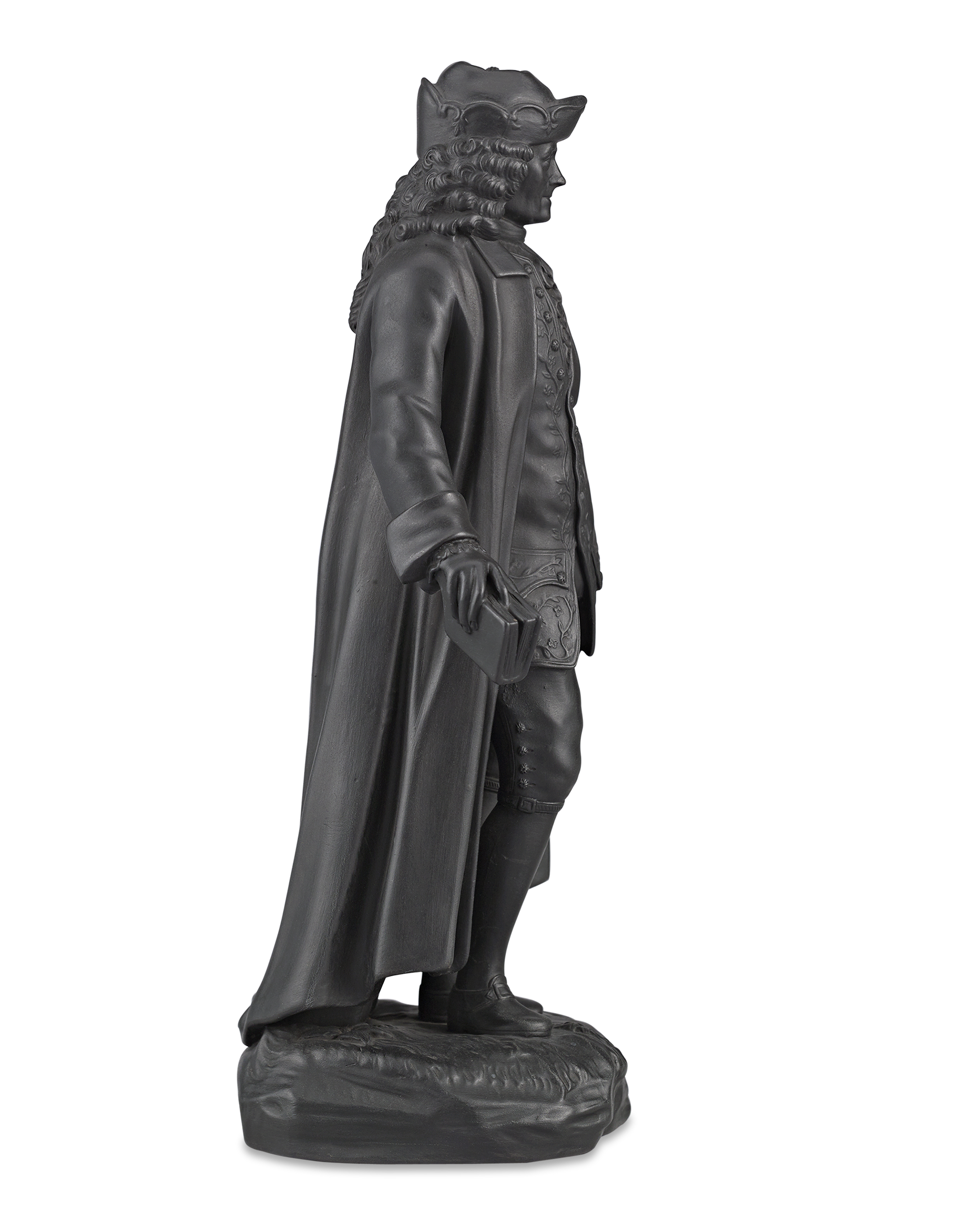 Black Basalt Figure of Voltaire by Wedgwood