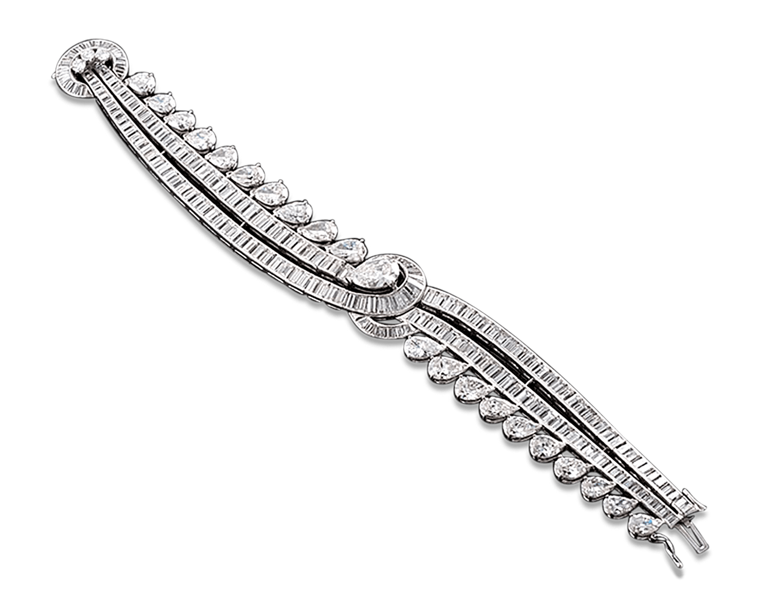 Pear and Baguette Diamond Bracelet, 35.00 Carats