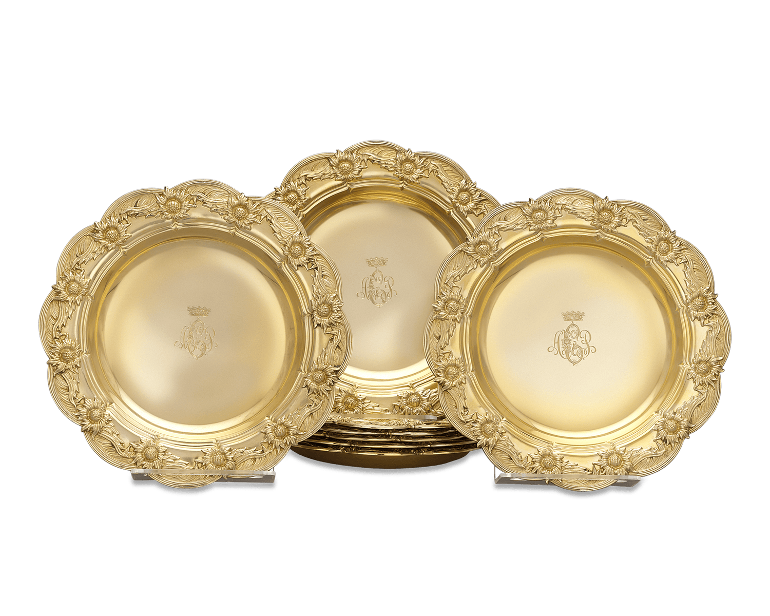 Chrysanthemum Silver Gilt Bowls by Tiffany & Co.