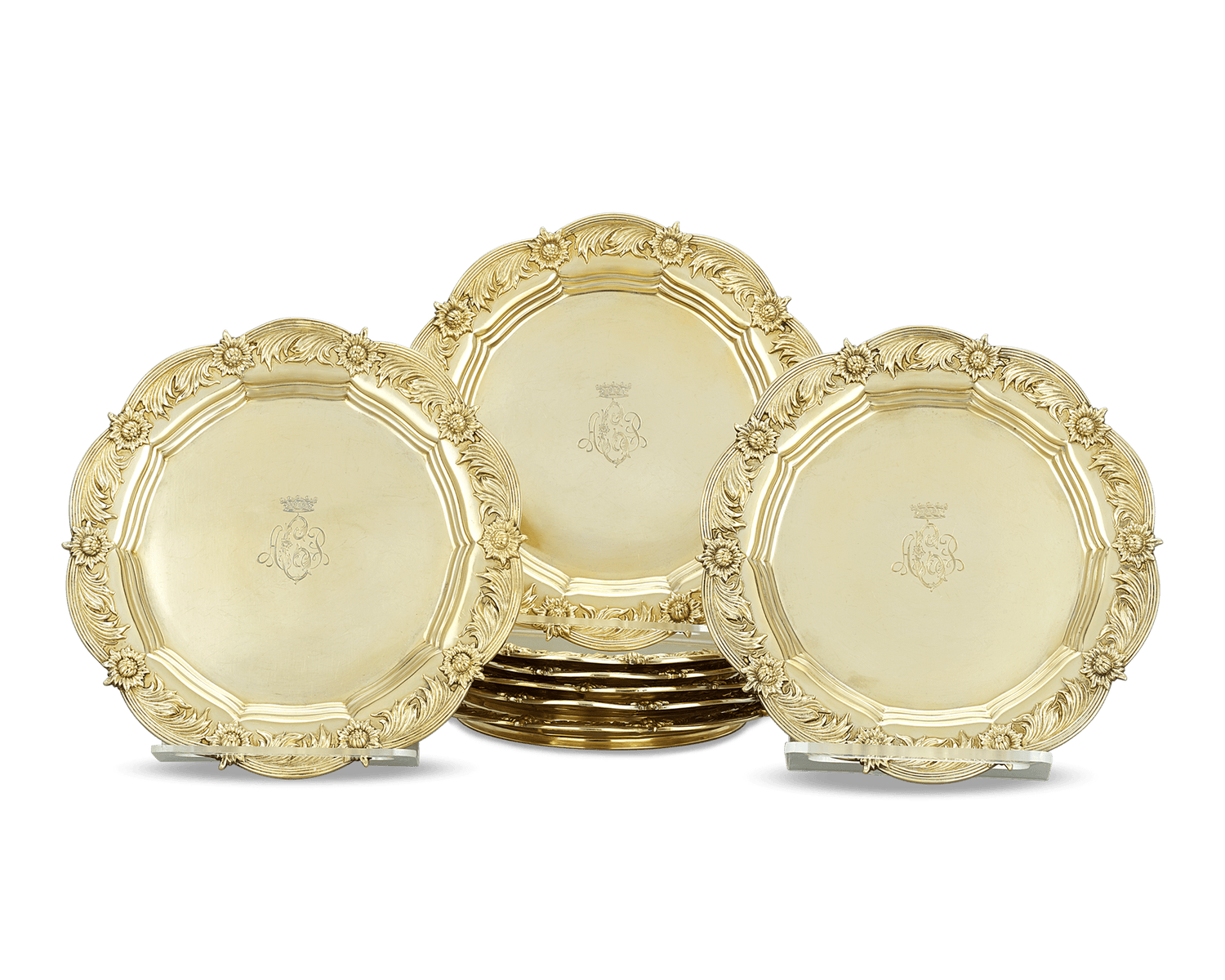 Chrysanthemum Silver Gilt Salad Plates by Tiffany & Co.