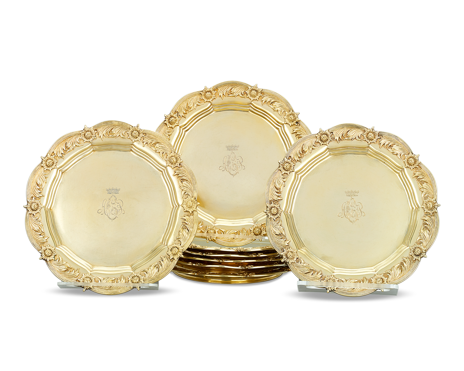 Chrysanthemum Silver Gilt Salad Plates by Tiffany & Co.