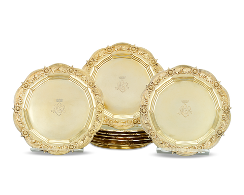 Chrysanthemum Silver Gilt Salad Plates by Tiffany & Co.