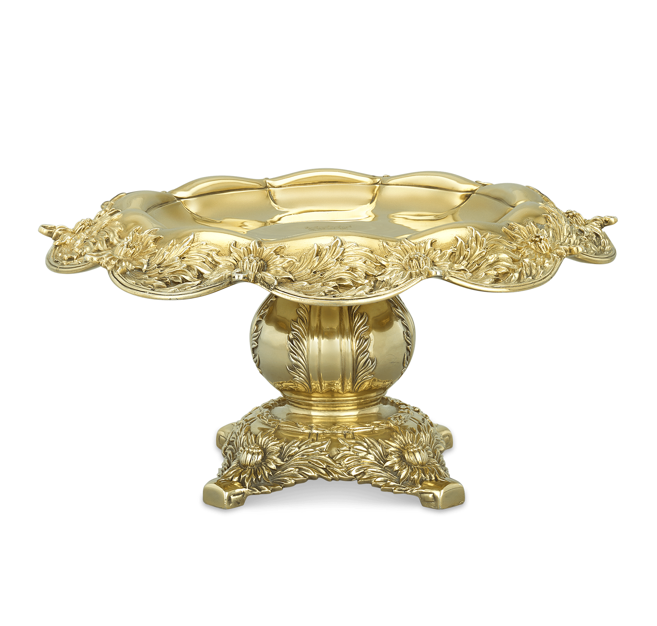 Tiffany & Co. Chrysanthemum Silver Gilt Tazze, Set of 4