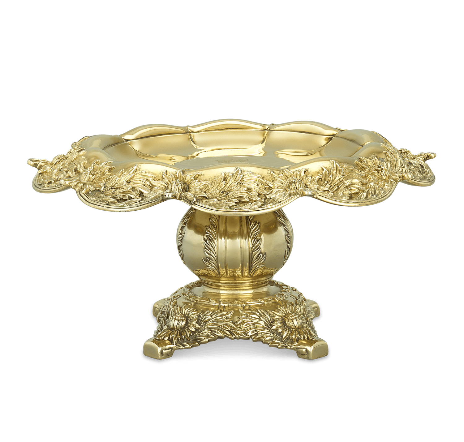 Tiffany & Co. Chrysanthemum Silver Gilt Tazze, Set of 4