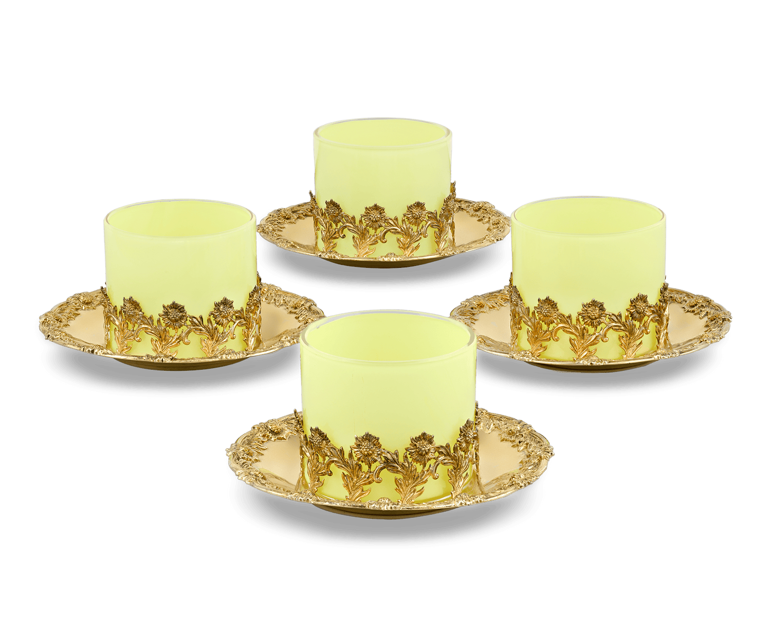 Royal Tiffany & Co. Chrysanthemum Silver-Gilt and Glass Ramekins