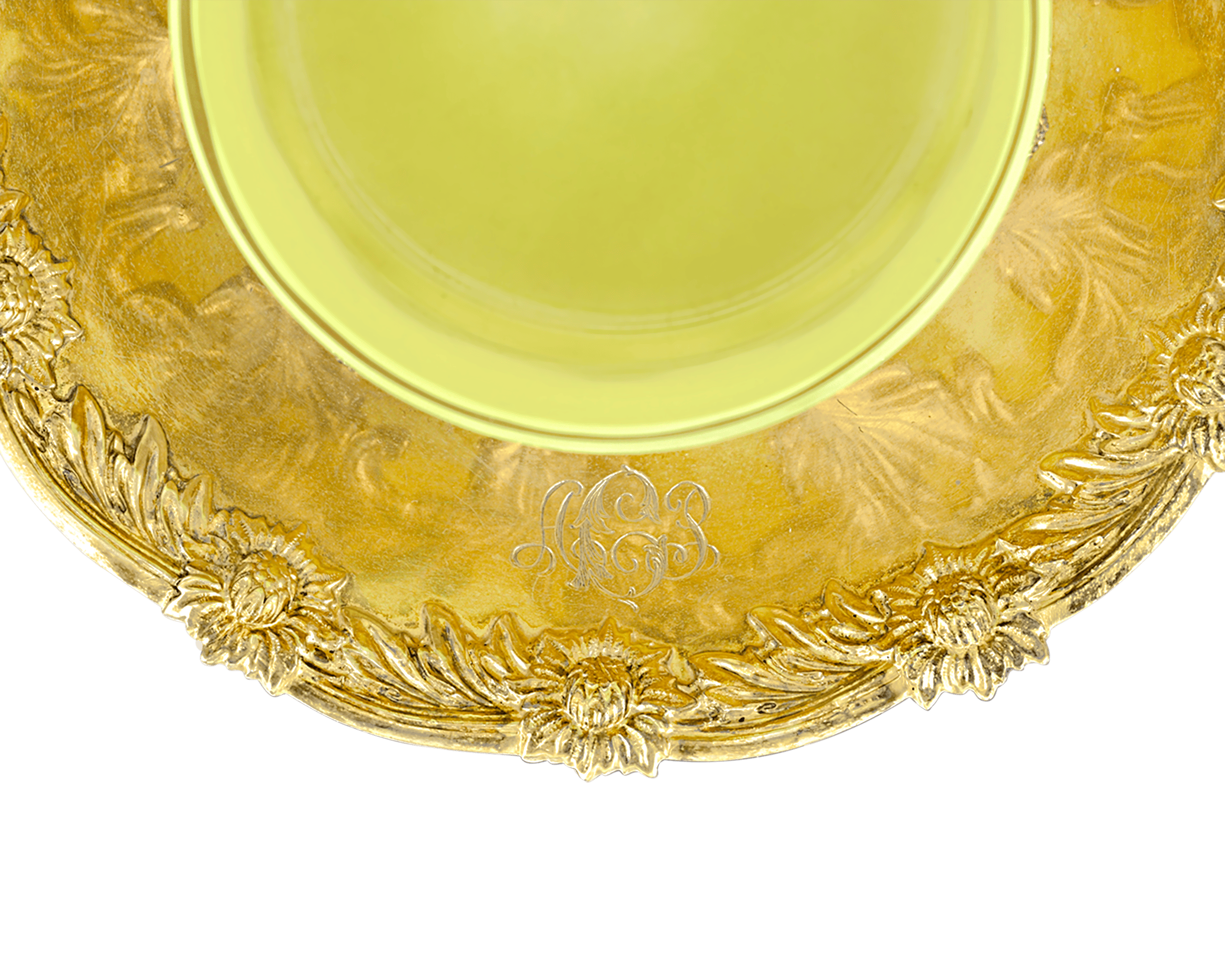 Royal Tiffany & Co. Chrysanthemum Silver-Gilt and Glass Ramekins