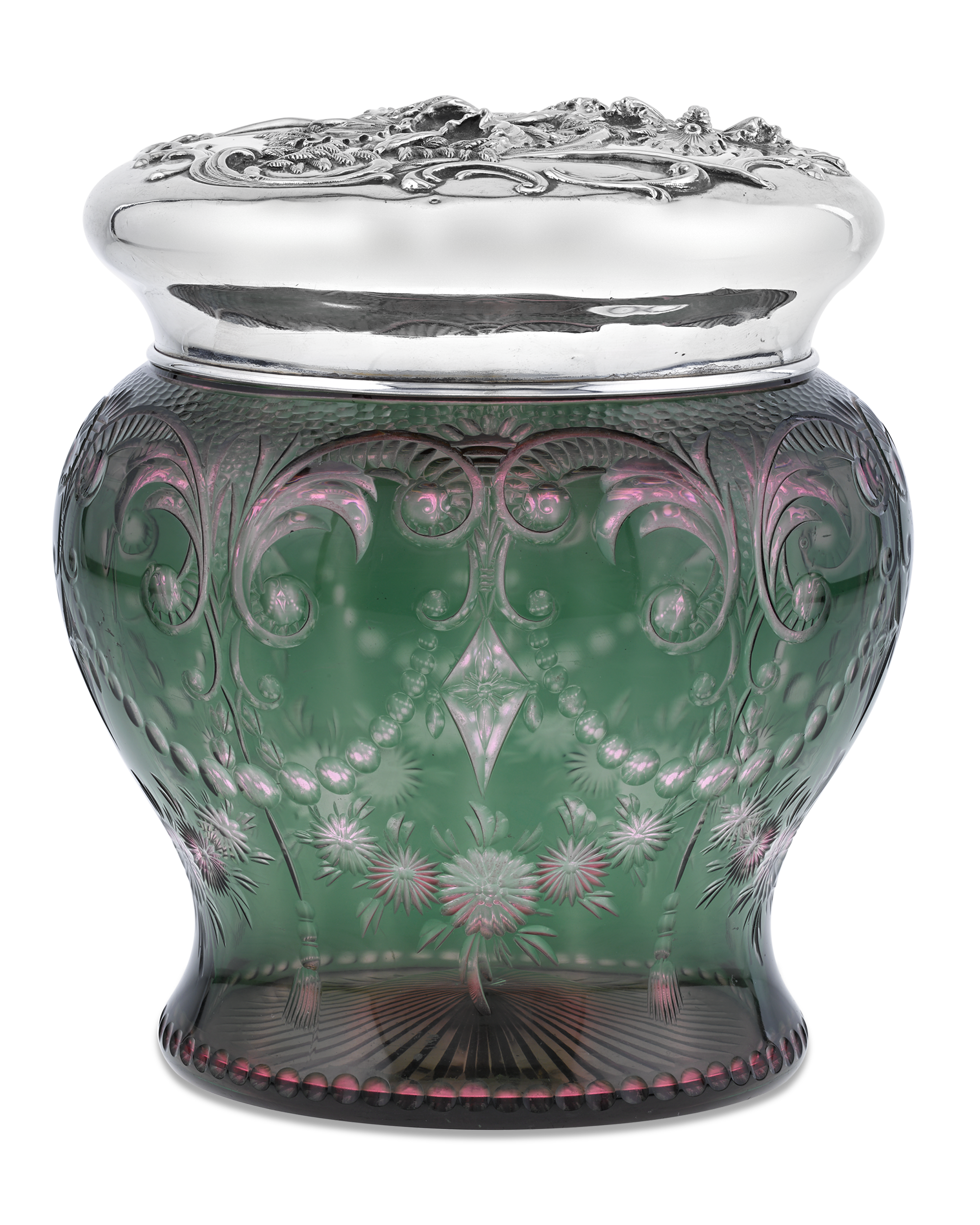 American Cut Glass and Silver Tobacco Jar