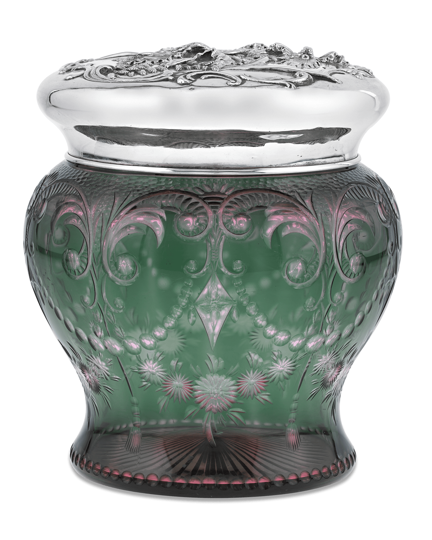 American Cut Glass and Silver Tobacco Jar