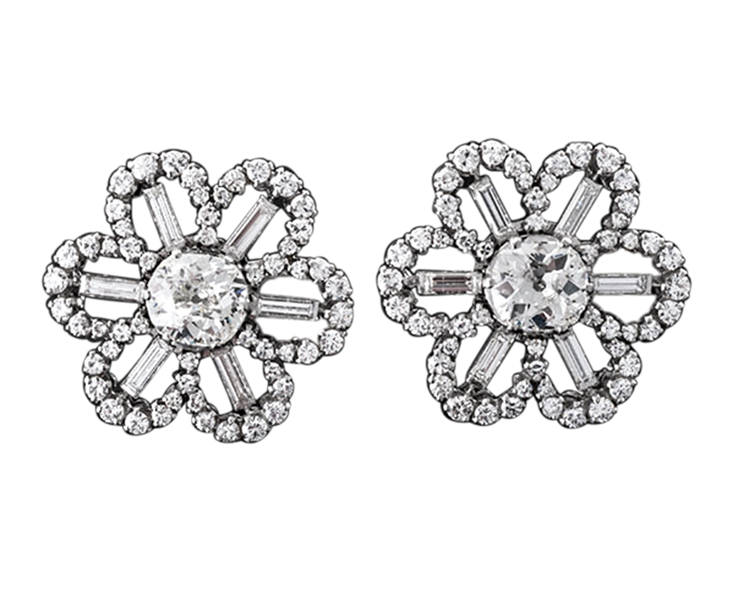 Art Deco Diamond Earrings, 7.10 Carats