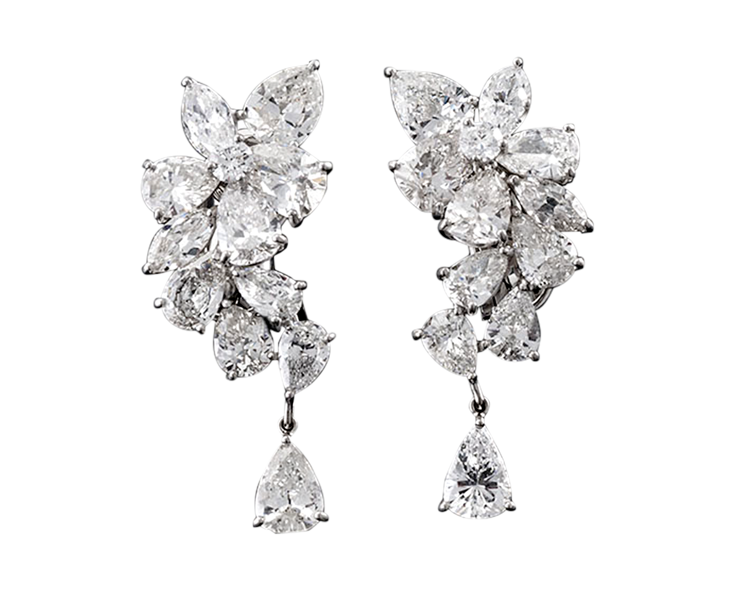 Diamond Cluster Drop Earrings, 11.30 Carats