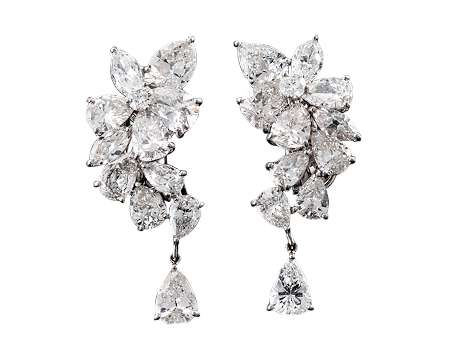 Diamond Cluster Drop Earrings, 11.30 Carats | M.S. Rau
