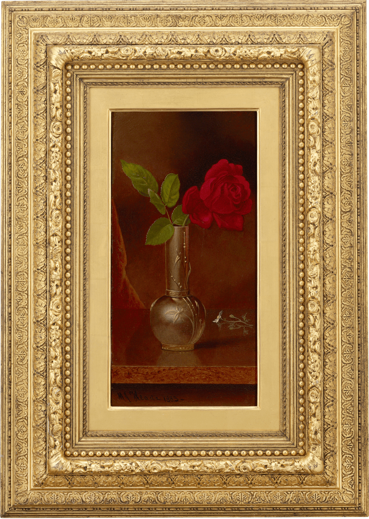 Red Rose in a Standing Vase by Martin Johnson Heade
