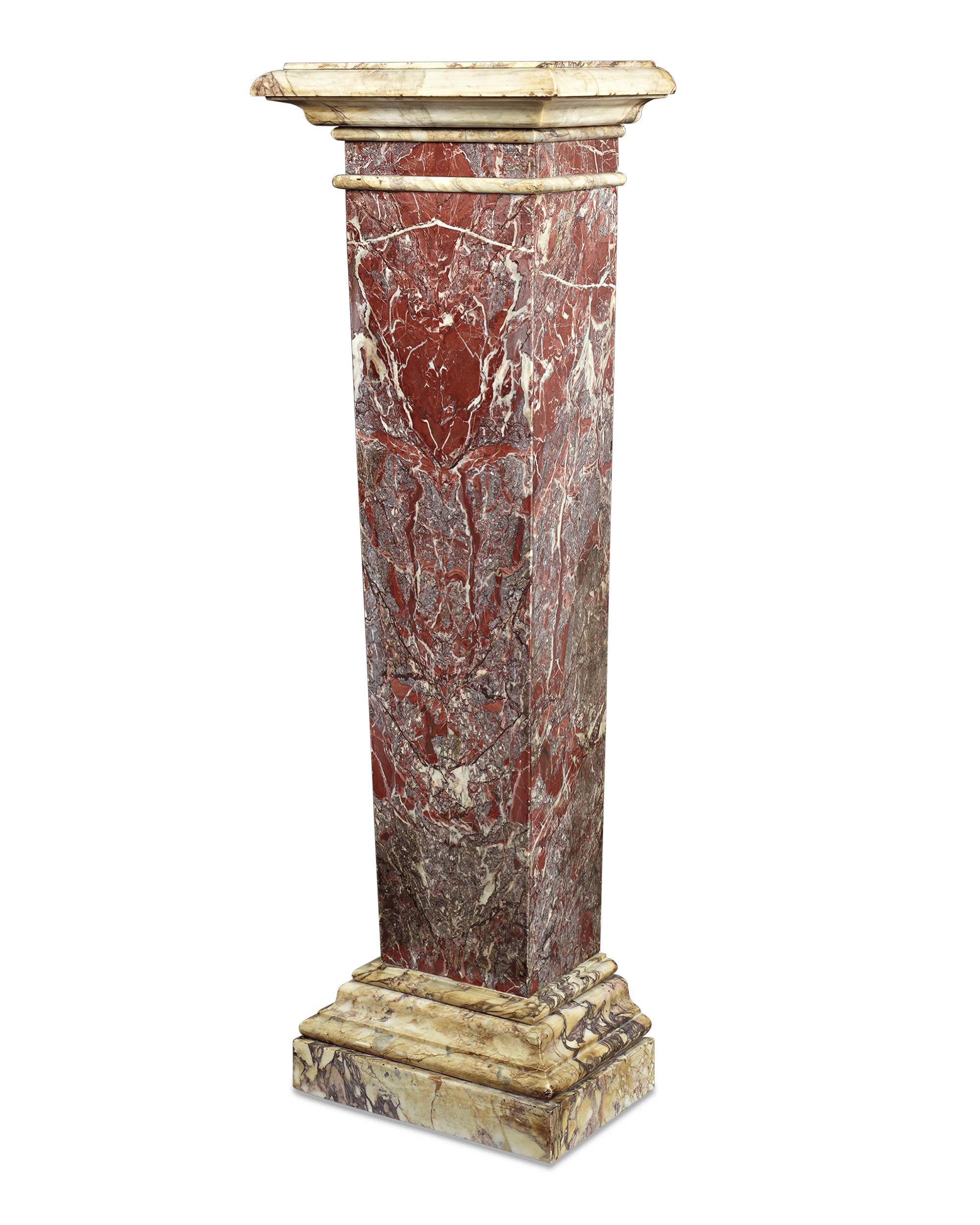 Rouge de France Marble Pedestal, 18th Century