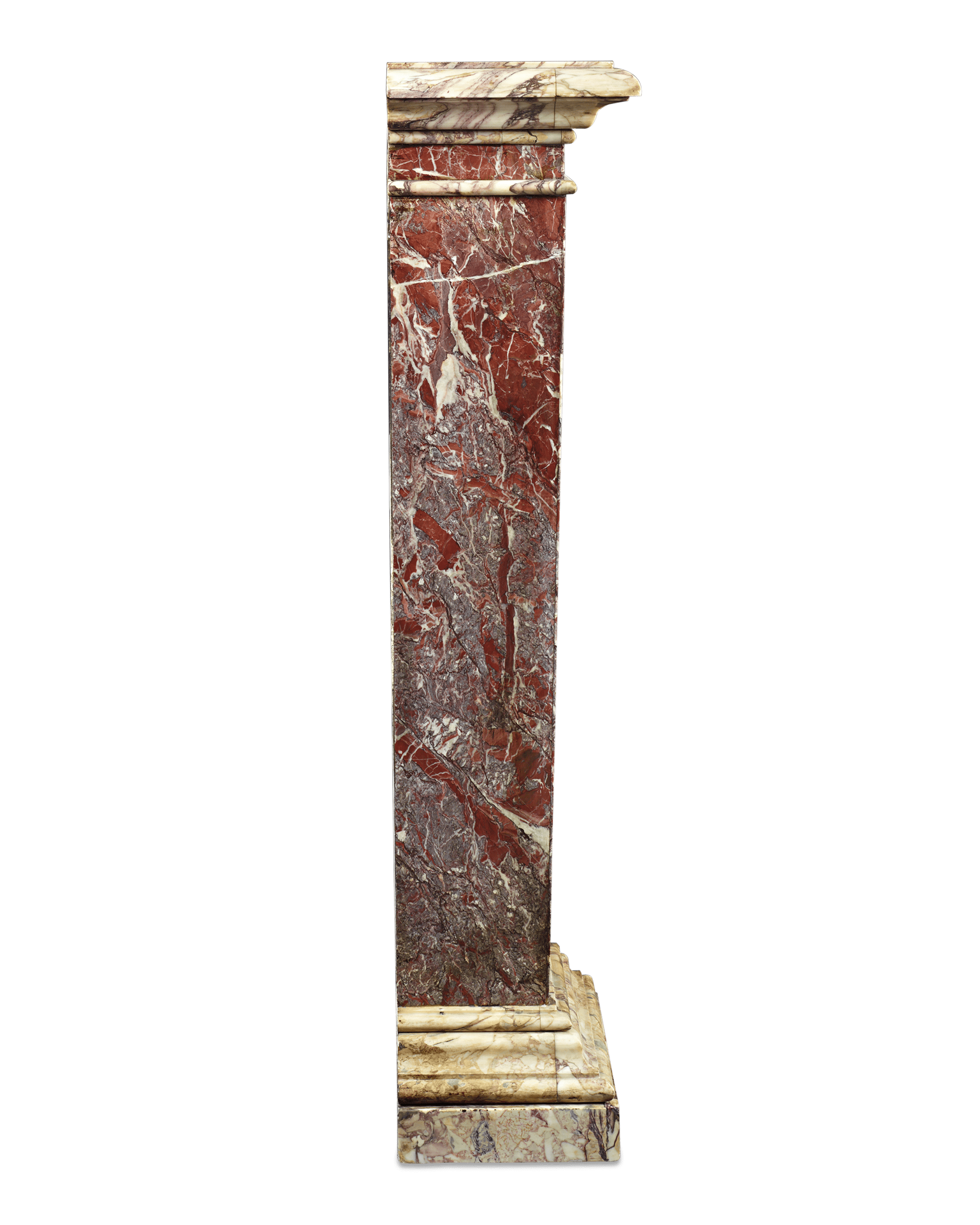 Rouge de France Marble Pedestal, 18th Century