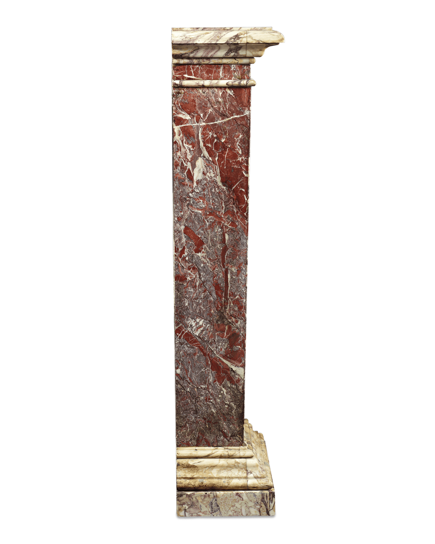 Rouge de France Marble Pedestal, 18th Century