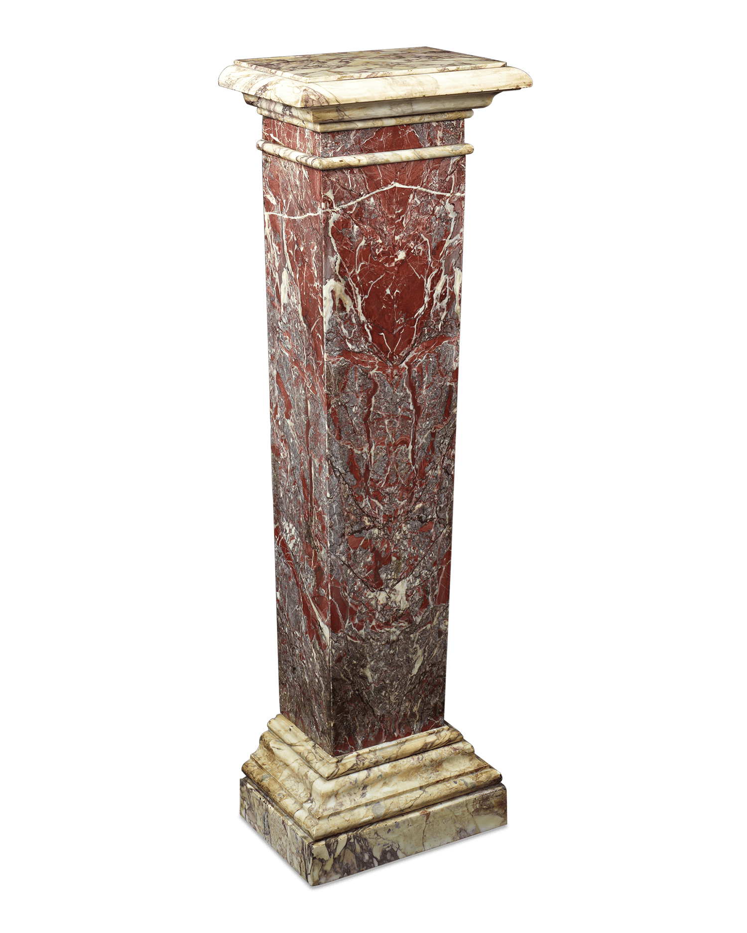 Rouge de France Marble Pedestal, 18th Century