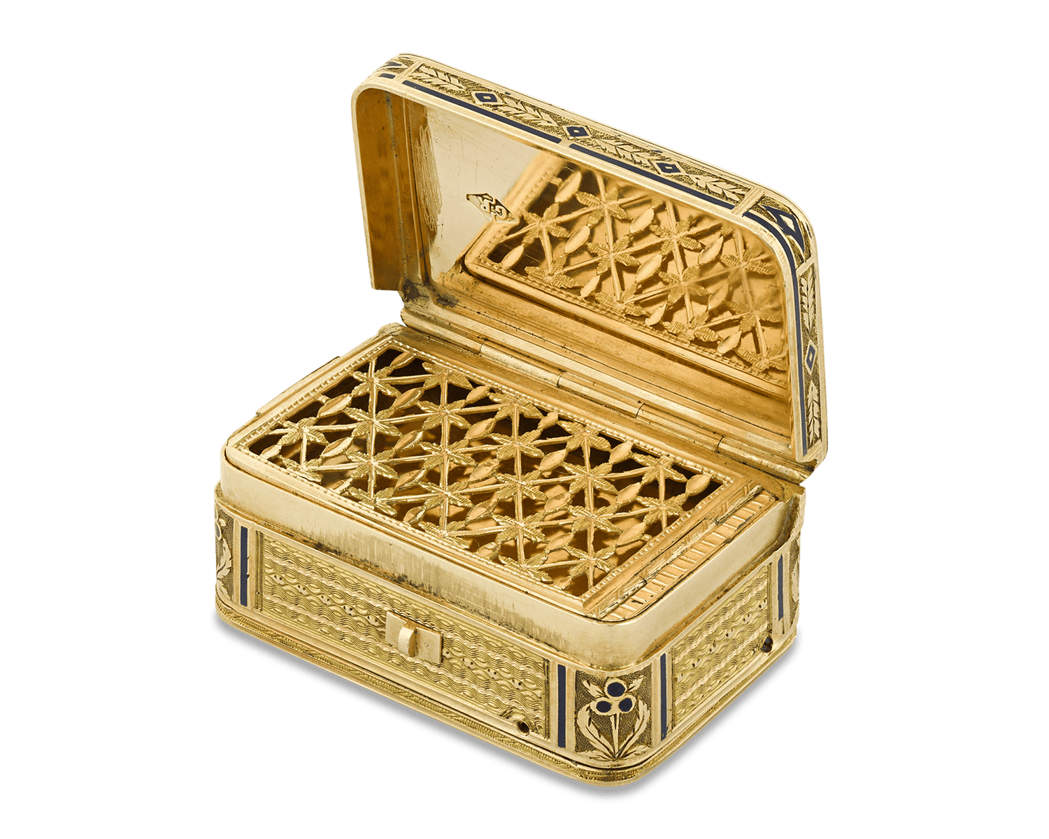 19th-Century Swiss Gold Musical Vinaigrette