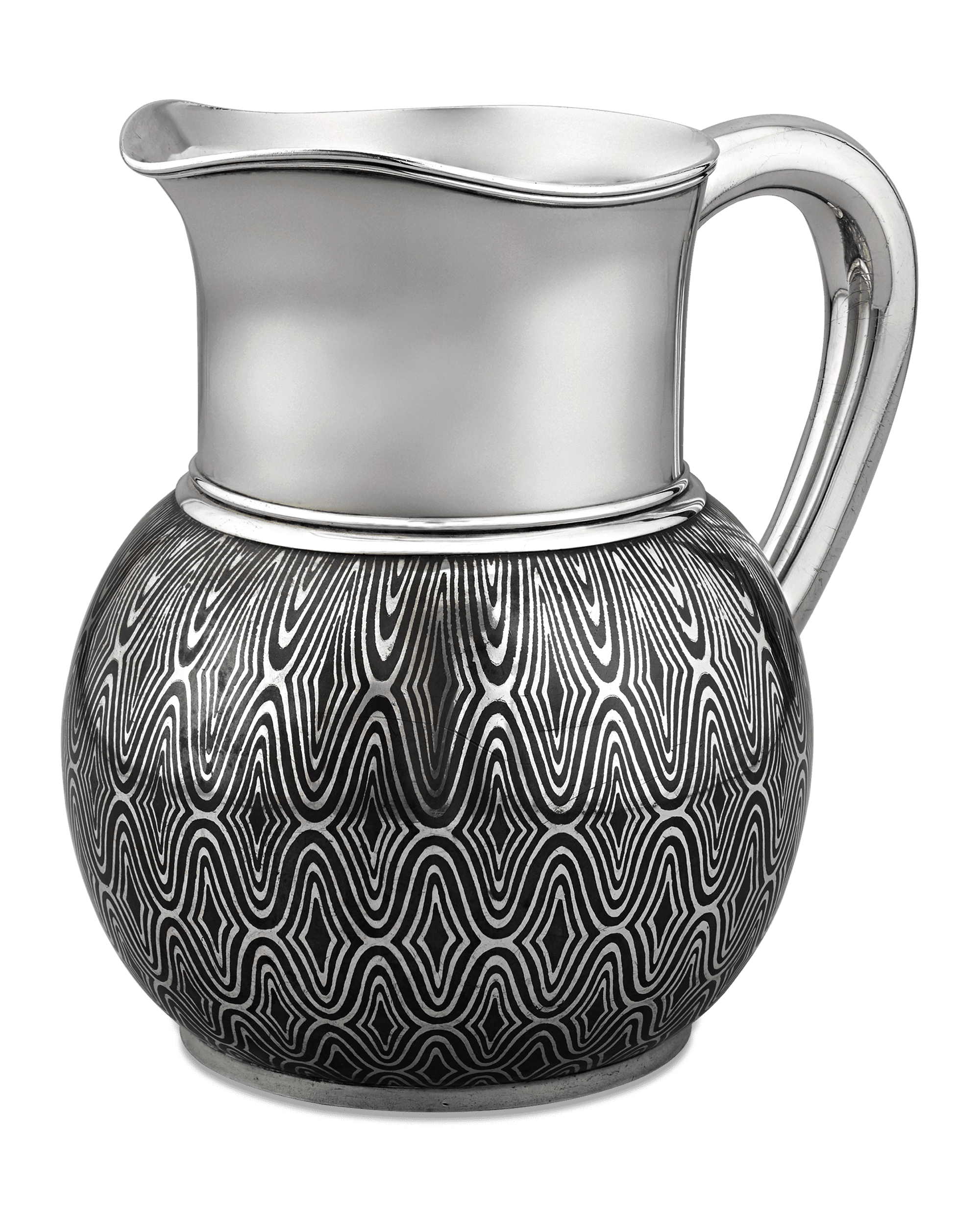 Silver and Copper Niello Pitcher by Tiffany & Co.