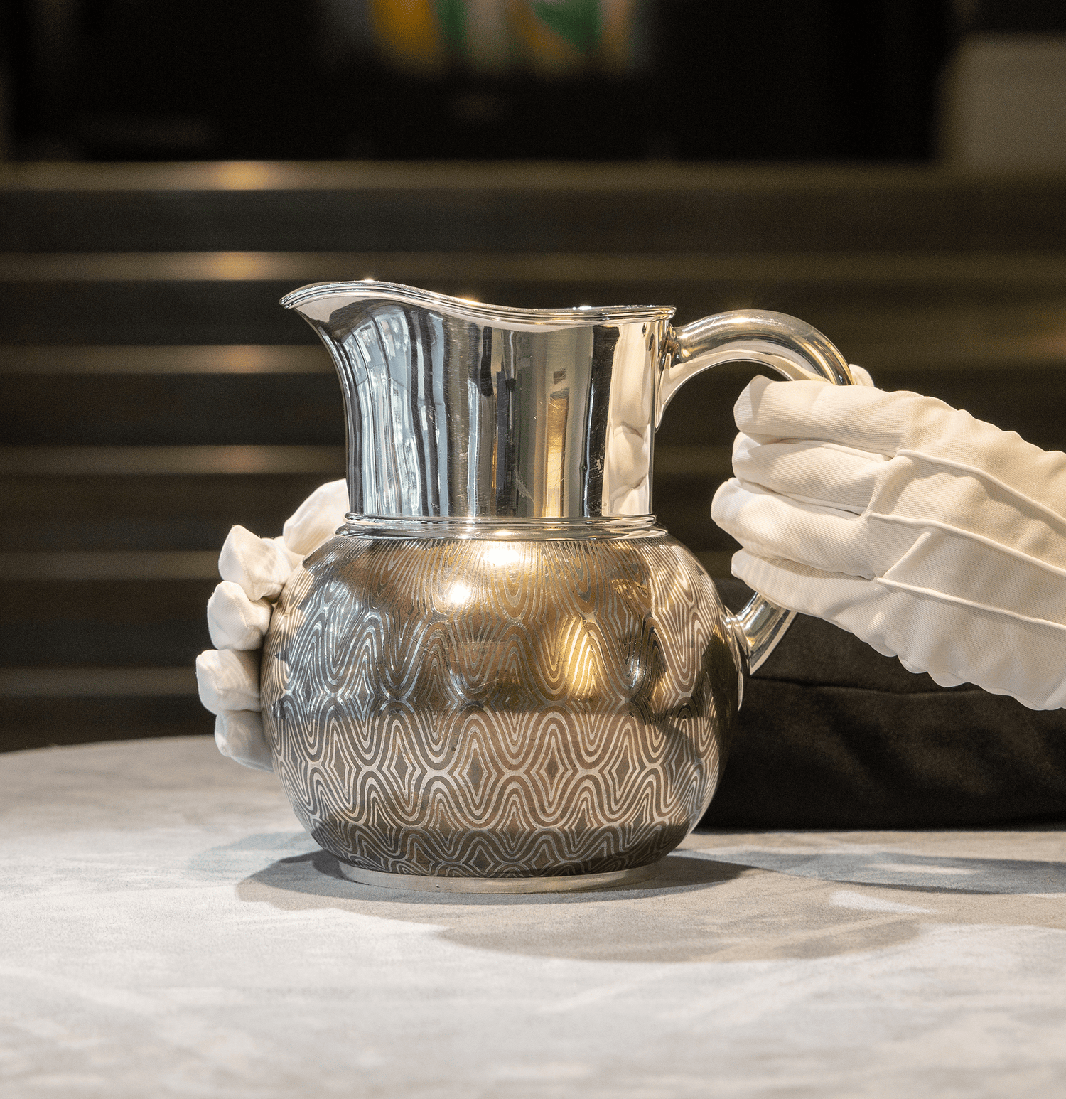 Silver and Copper Niello Pitcher by Tiffany & Co.