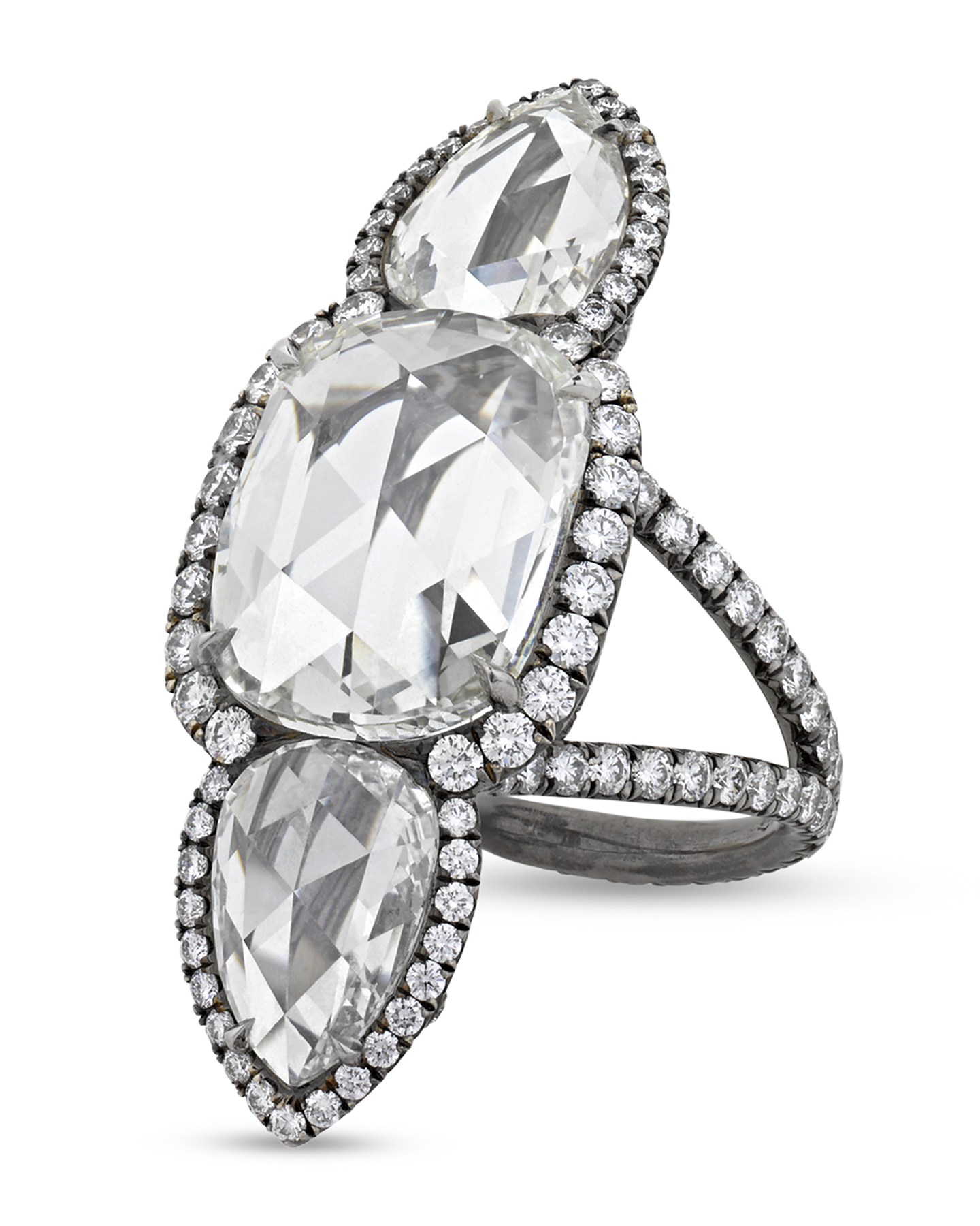 White Diamond North-South Ring, 7.98 Carats