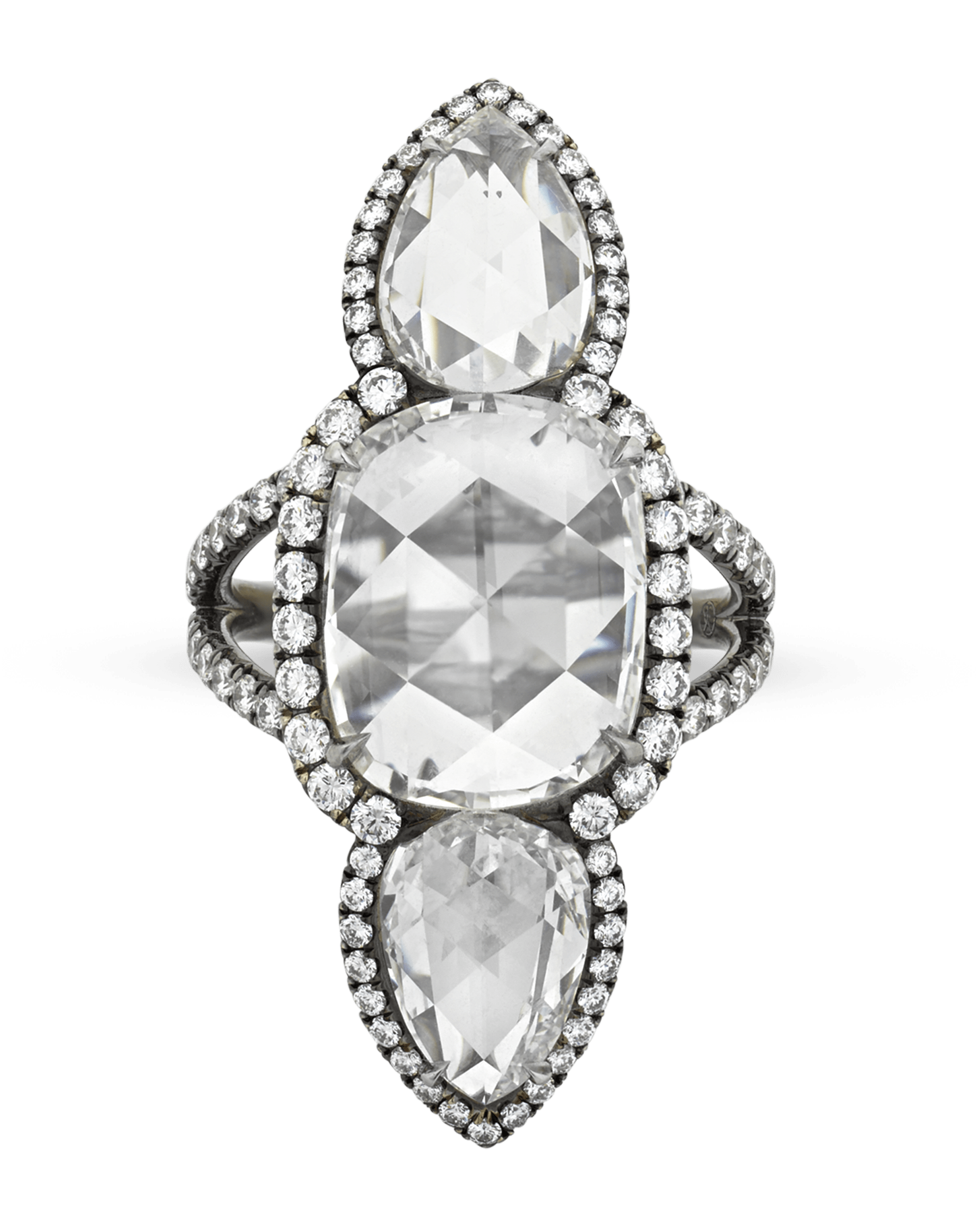 White Diamond North-South Ring, 7.98 Carats