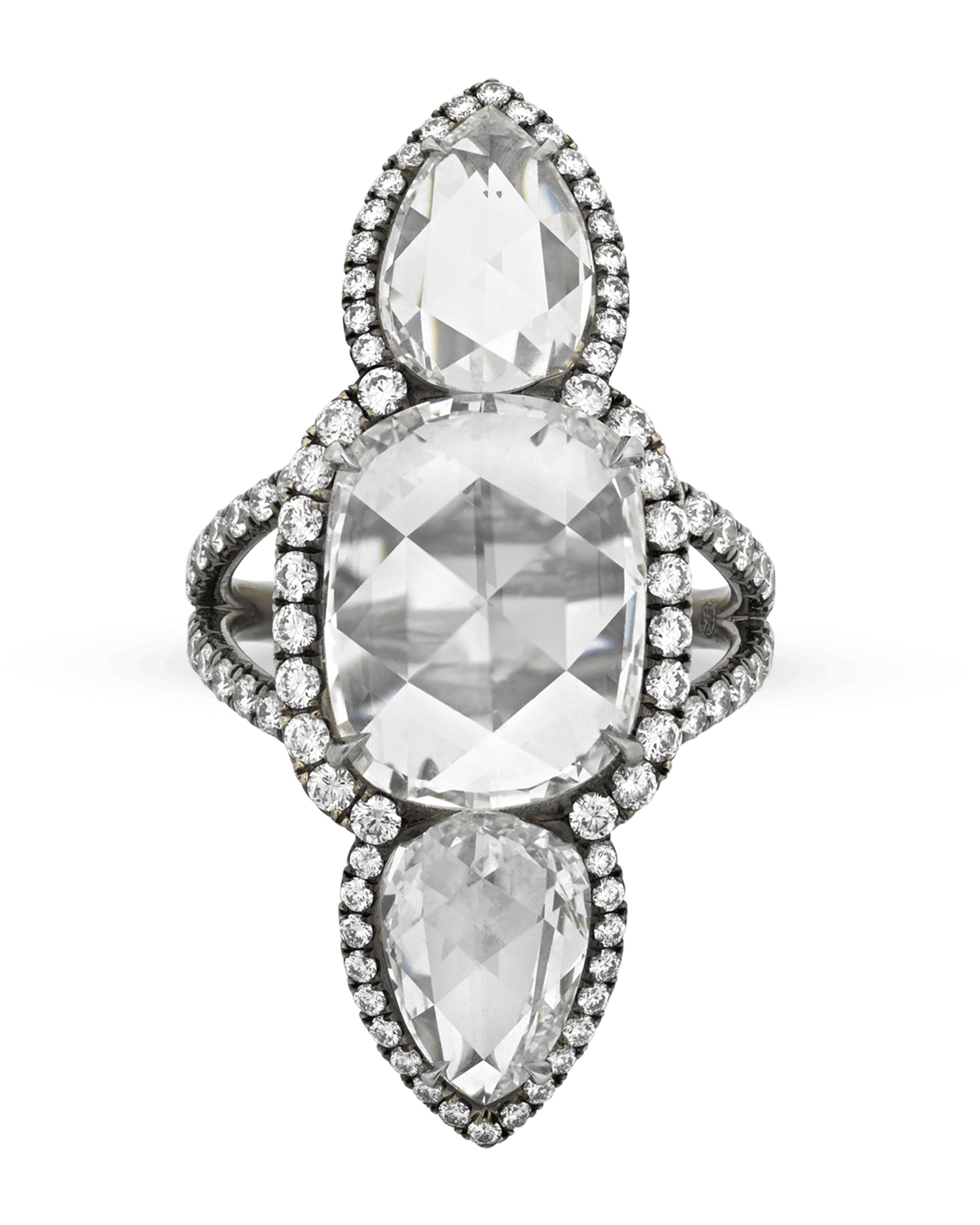 White Diamond North-South Ring, 7.98 Carats