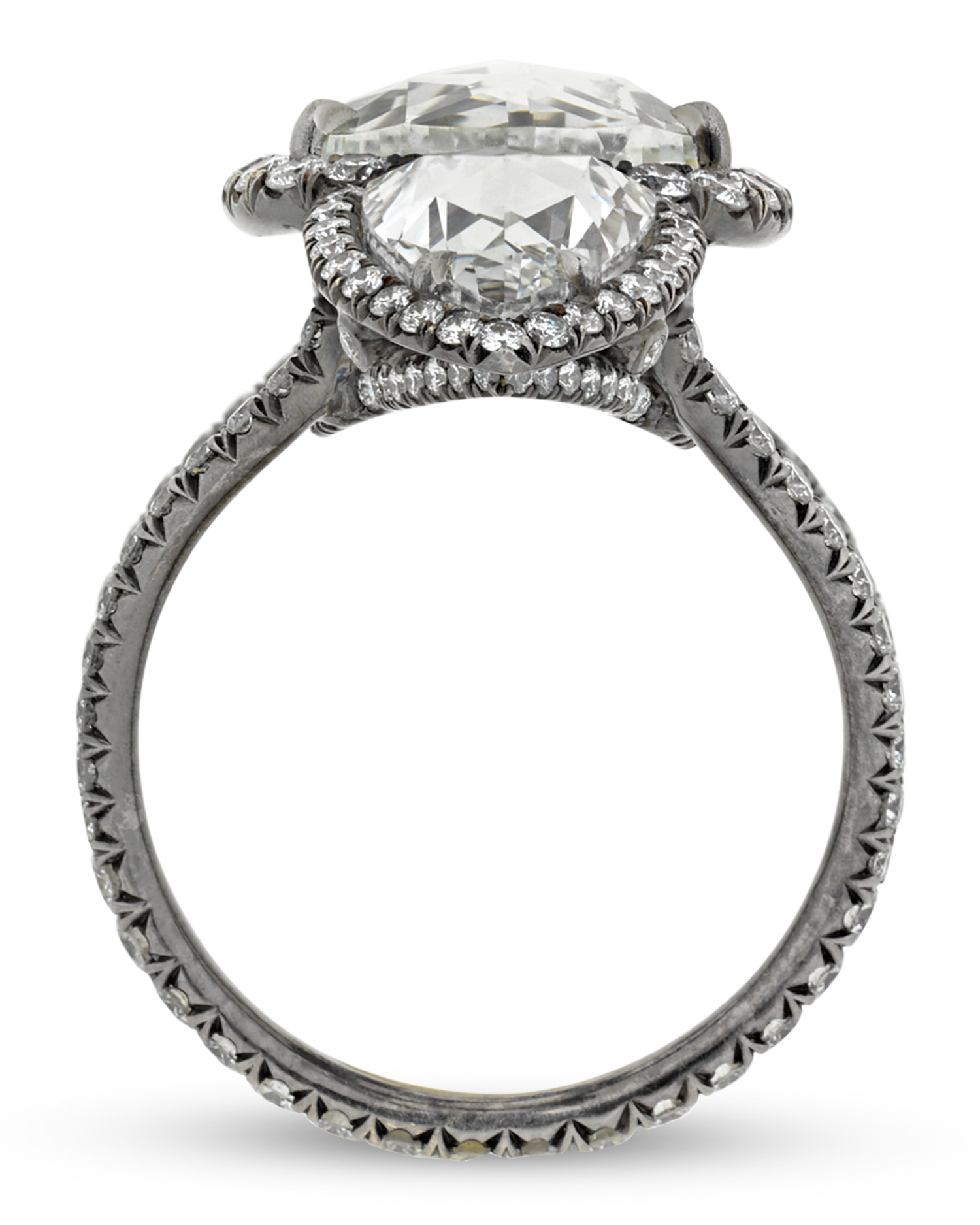 White Diamond North-South Ring, 7.98 Carats