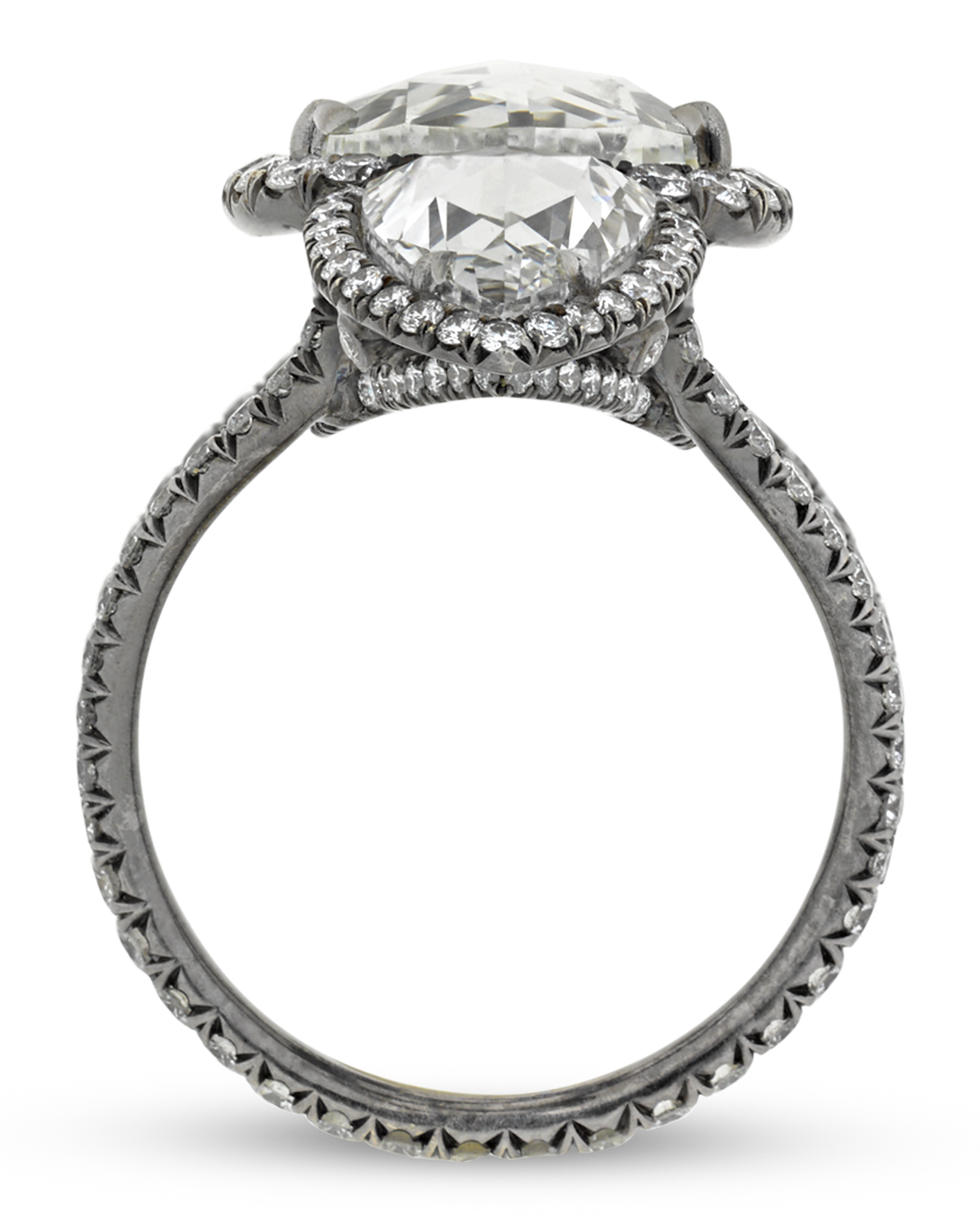 White Diamond North-South Ring, 7.98 Carats