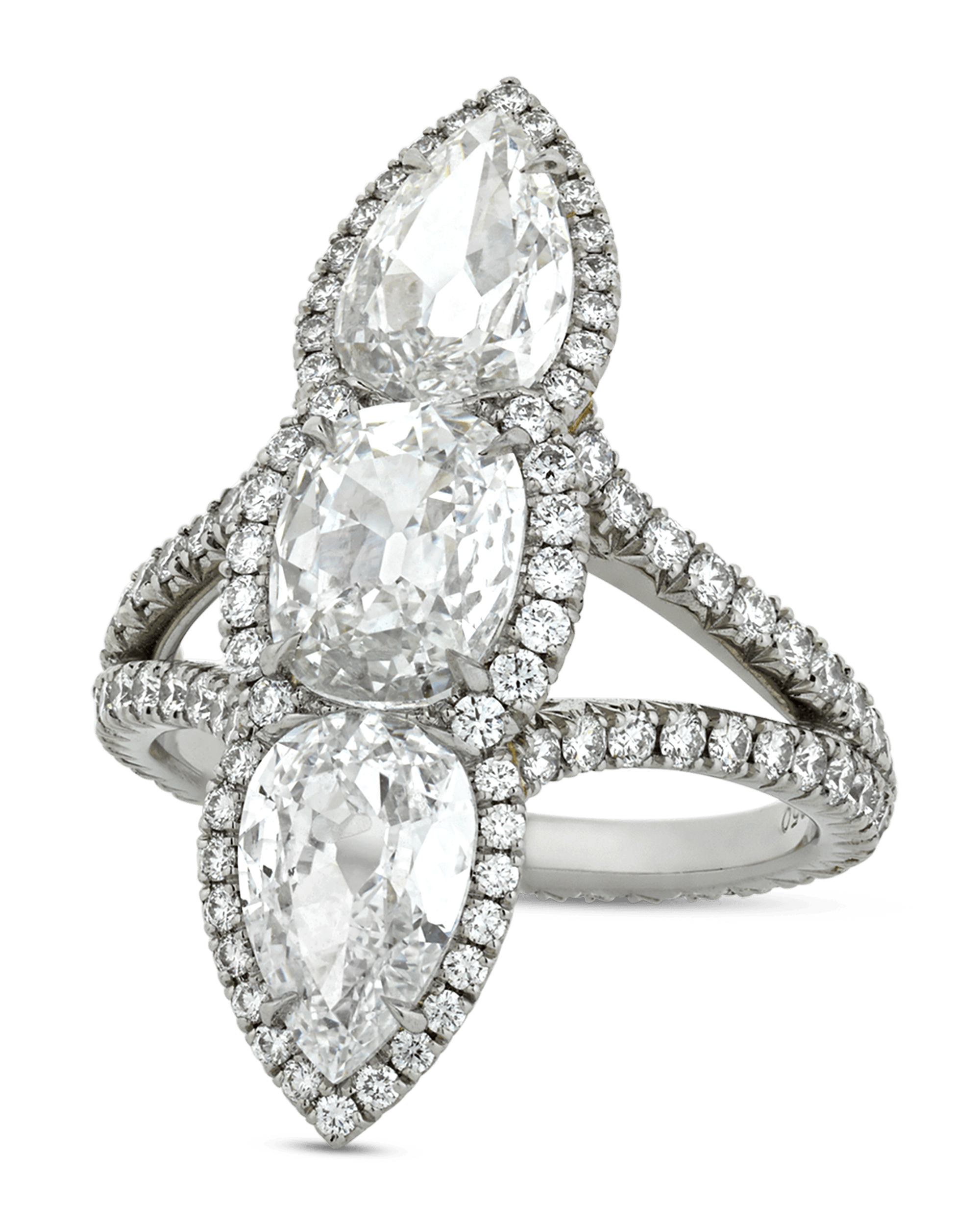 White Diamond North-South Ring, 3.04 Carats