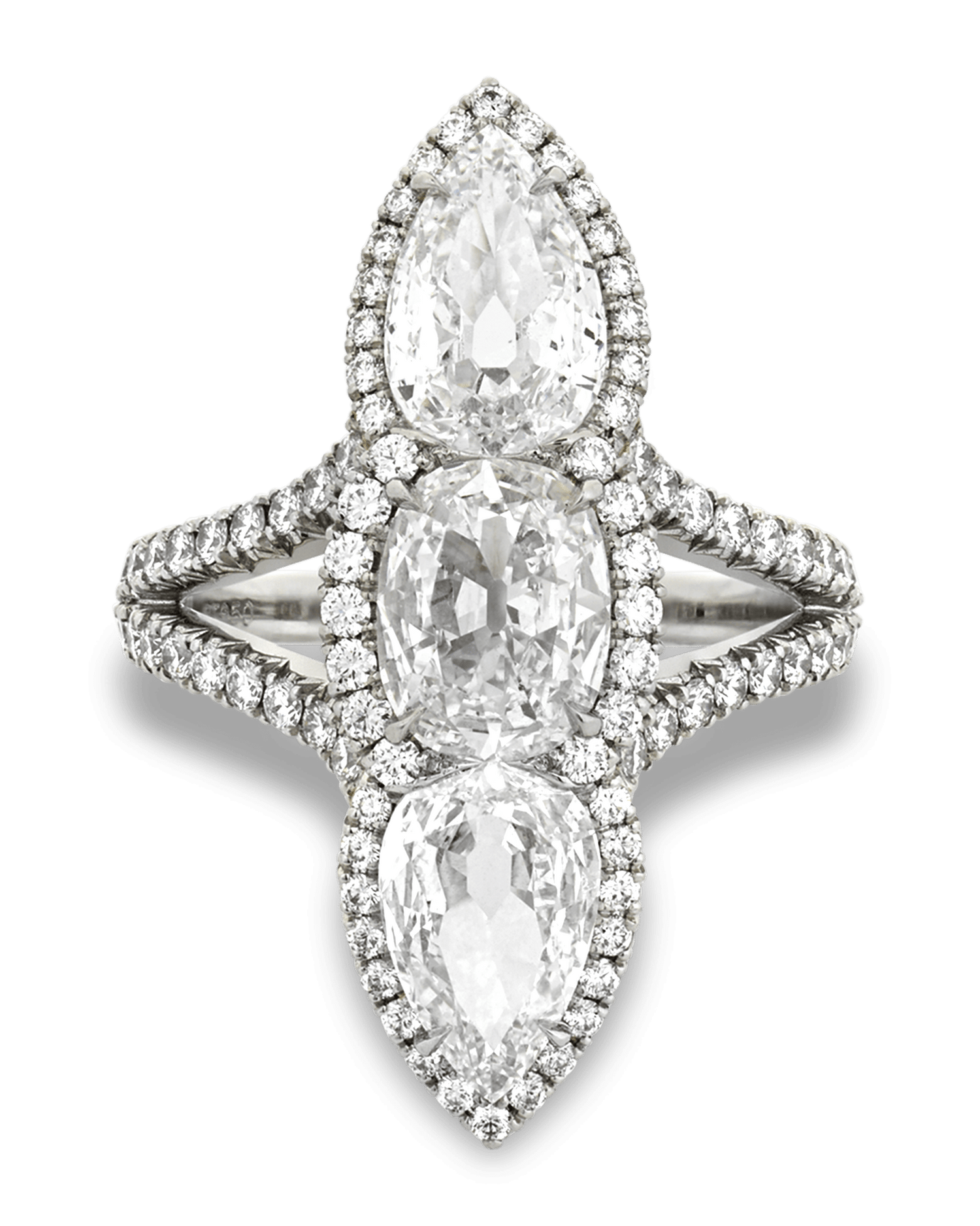 White Diamond North-South Ring, 3.04 Carats