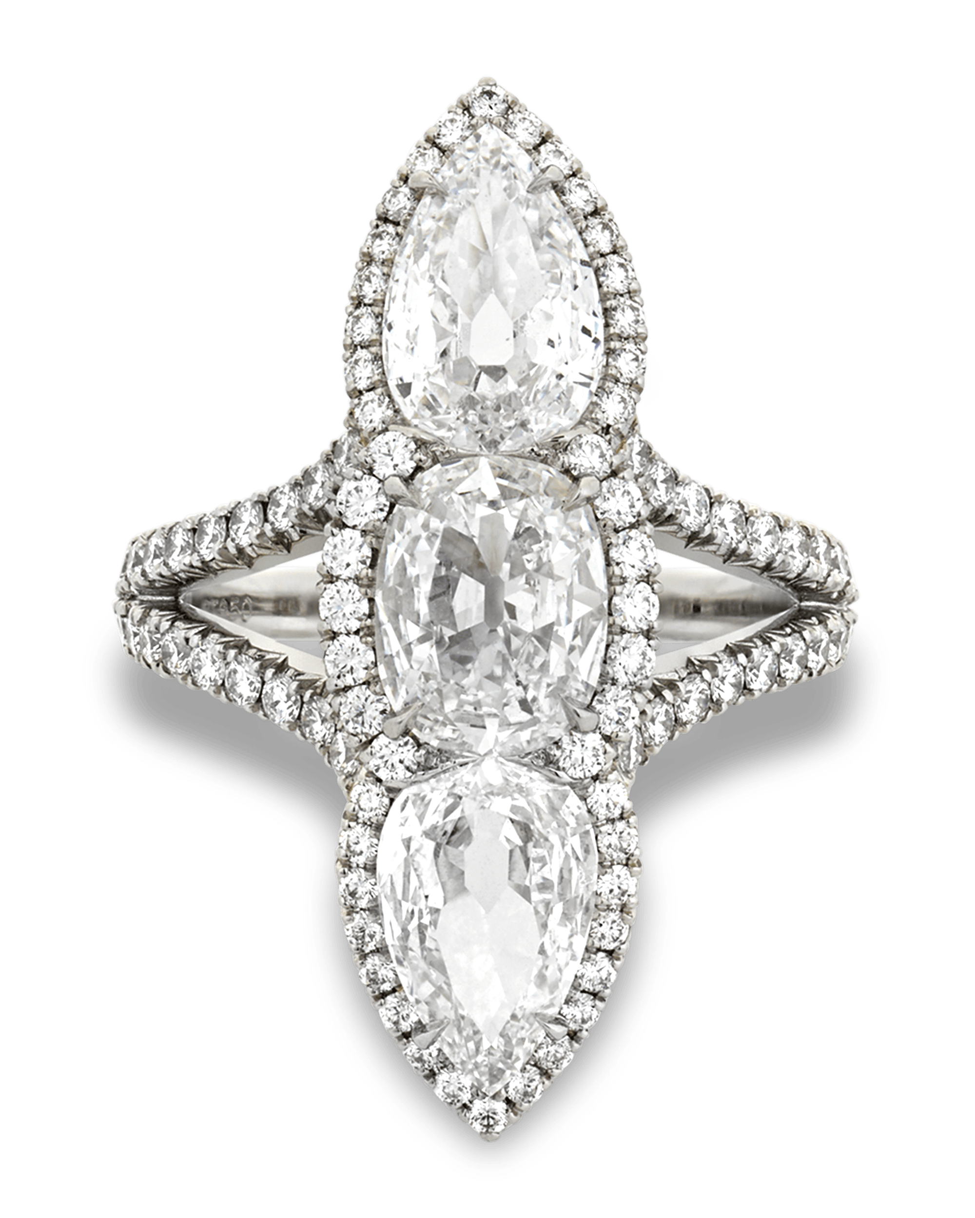 White Diamond North-South Ring, 3.04 Carats
