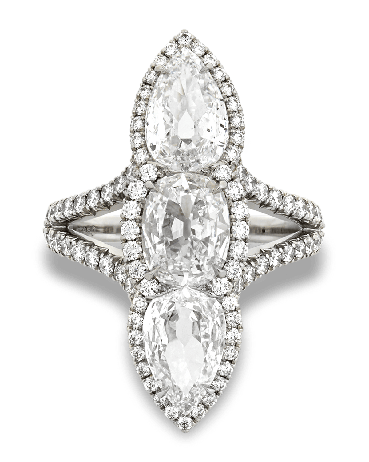 White Diamond North-South Ring, 3.04 Carats