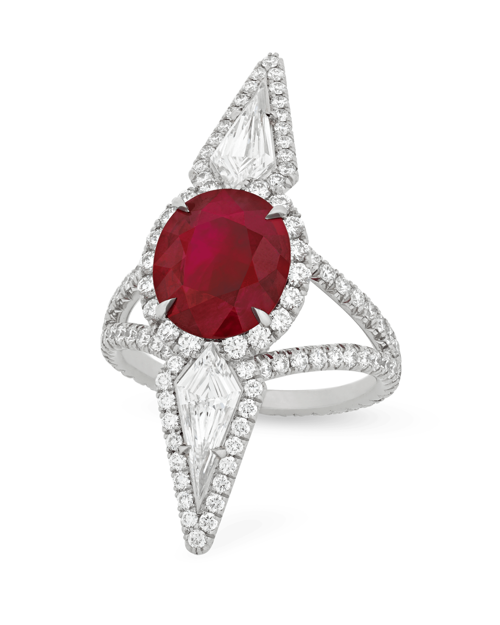 Burma Pigeon-Blood Ruby and Diamond Ring, 3.16 Carats