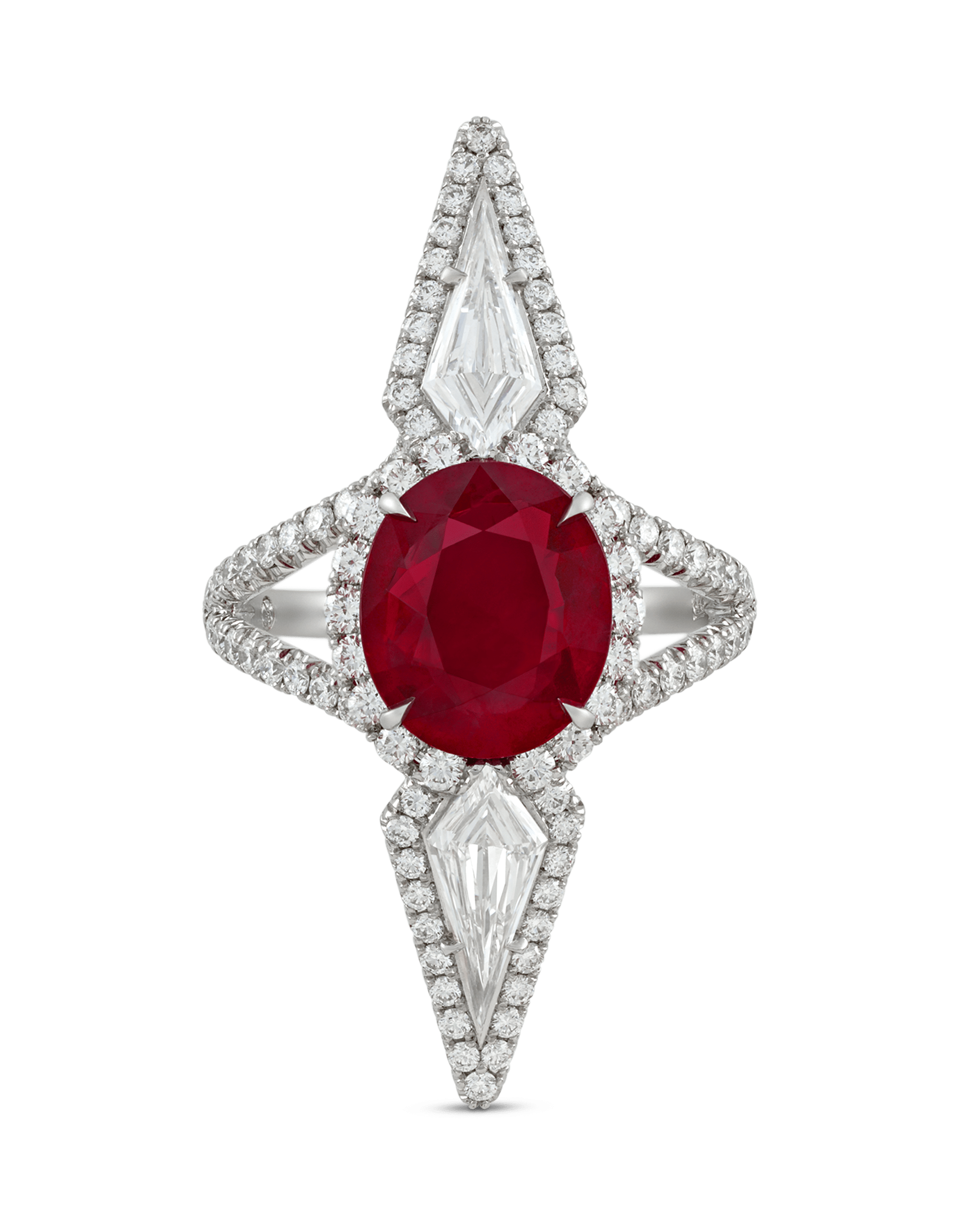 Burma Pigeon-Blood Ruby and Diamond Ring, 3.16 Carats