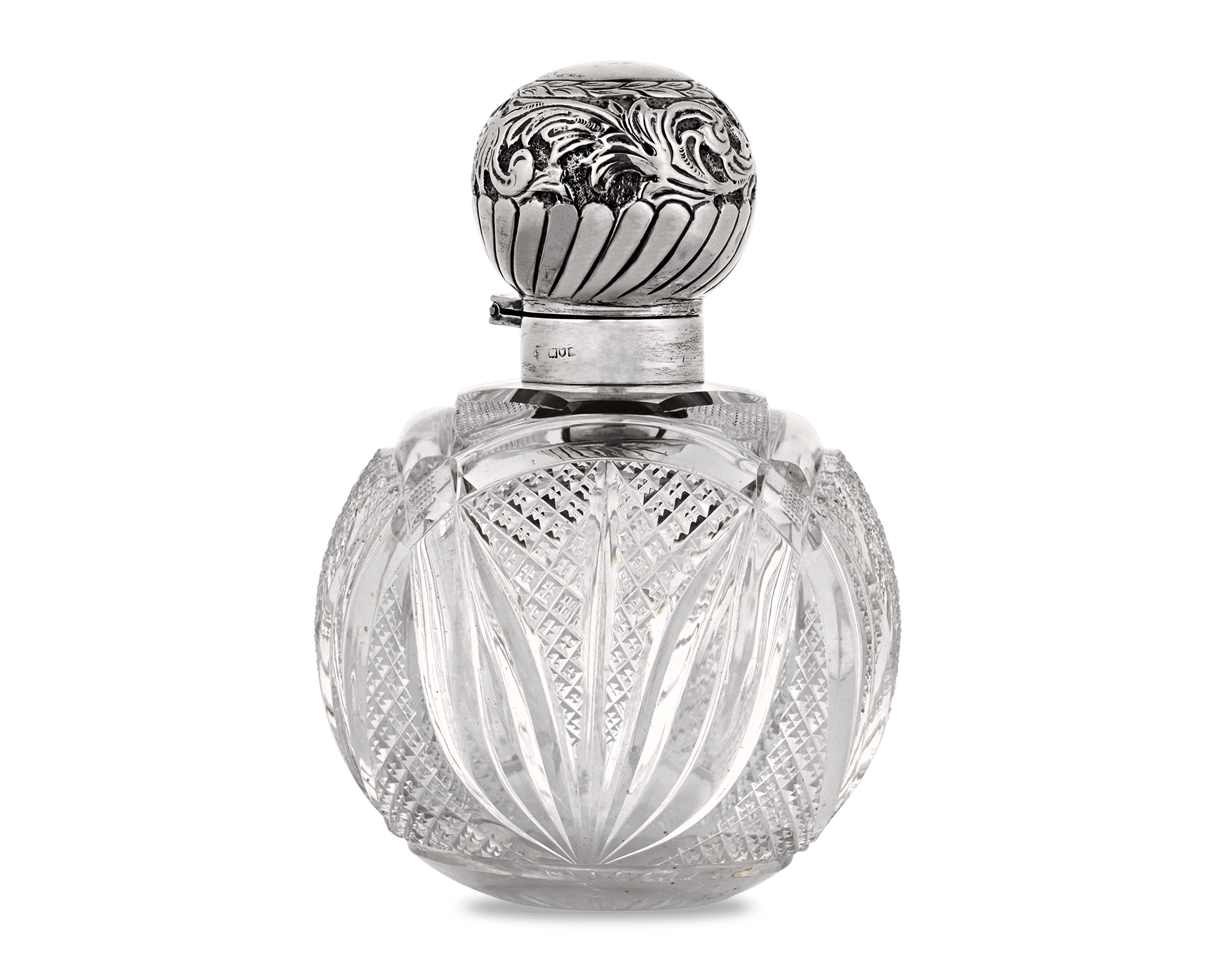 English Silver and Cut Glass Perfume Bottle