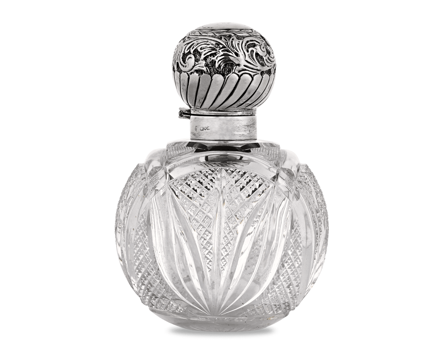 English Silver and Cut Glass Perfume Bottle