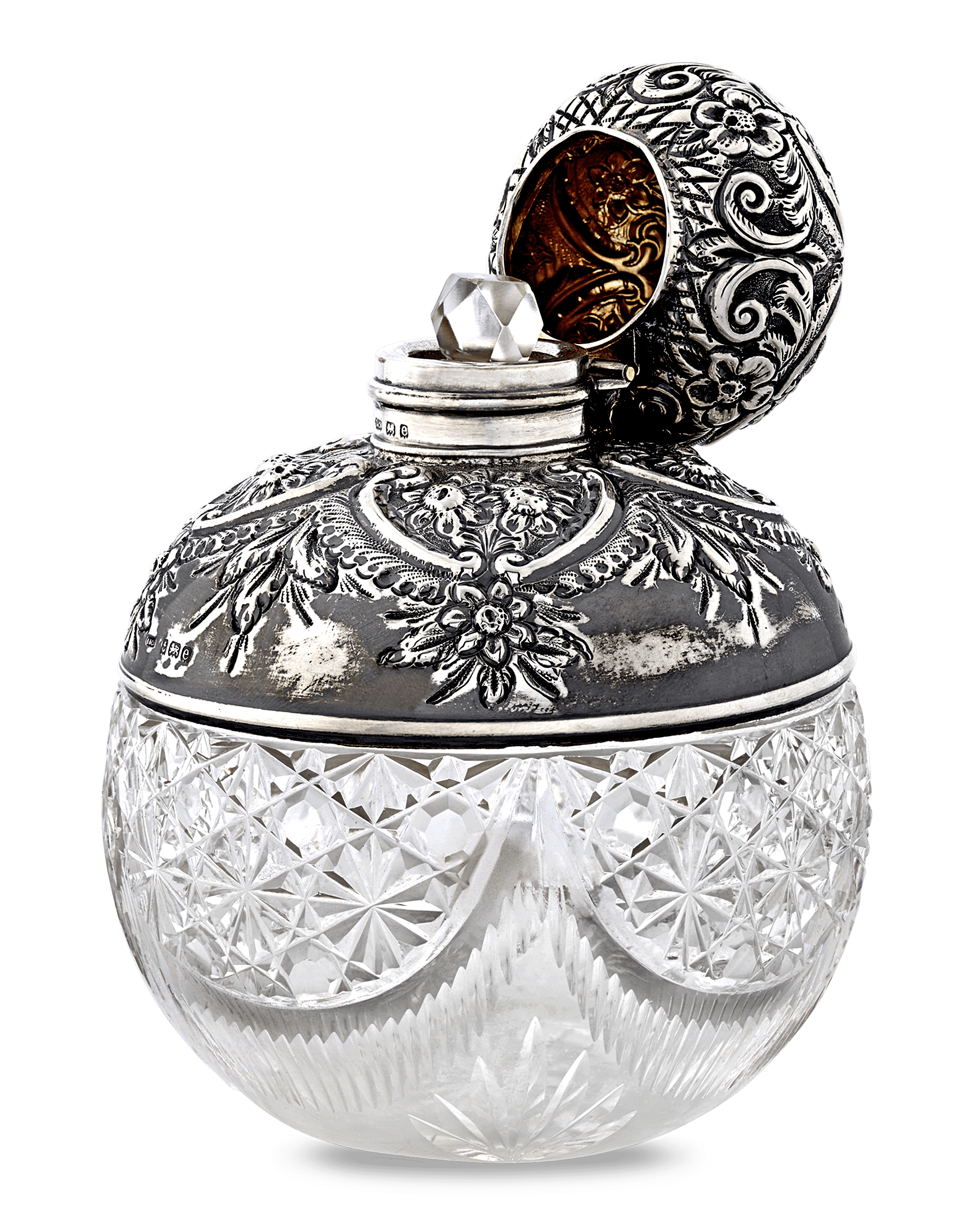 Birmingham Silver and Cut Glass Perfume Bottle