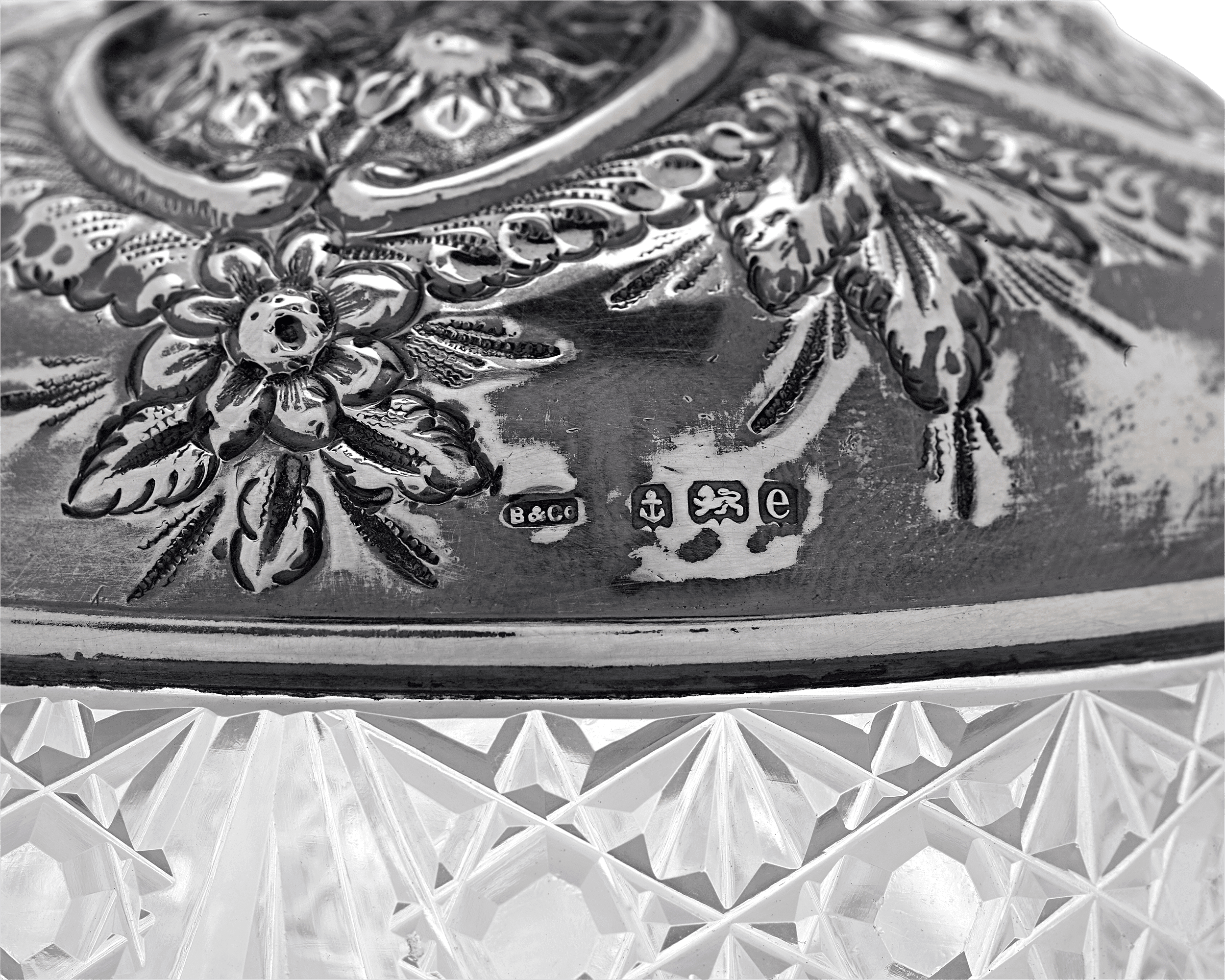 Birmingham Silver and Cut Glass Perfume Bottle