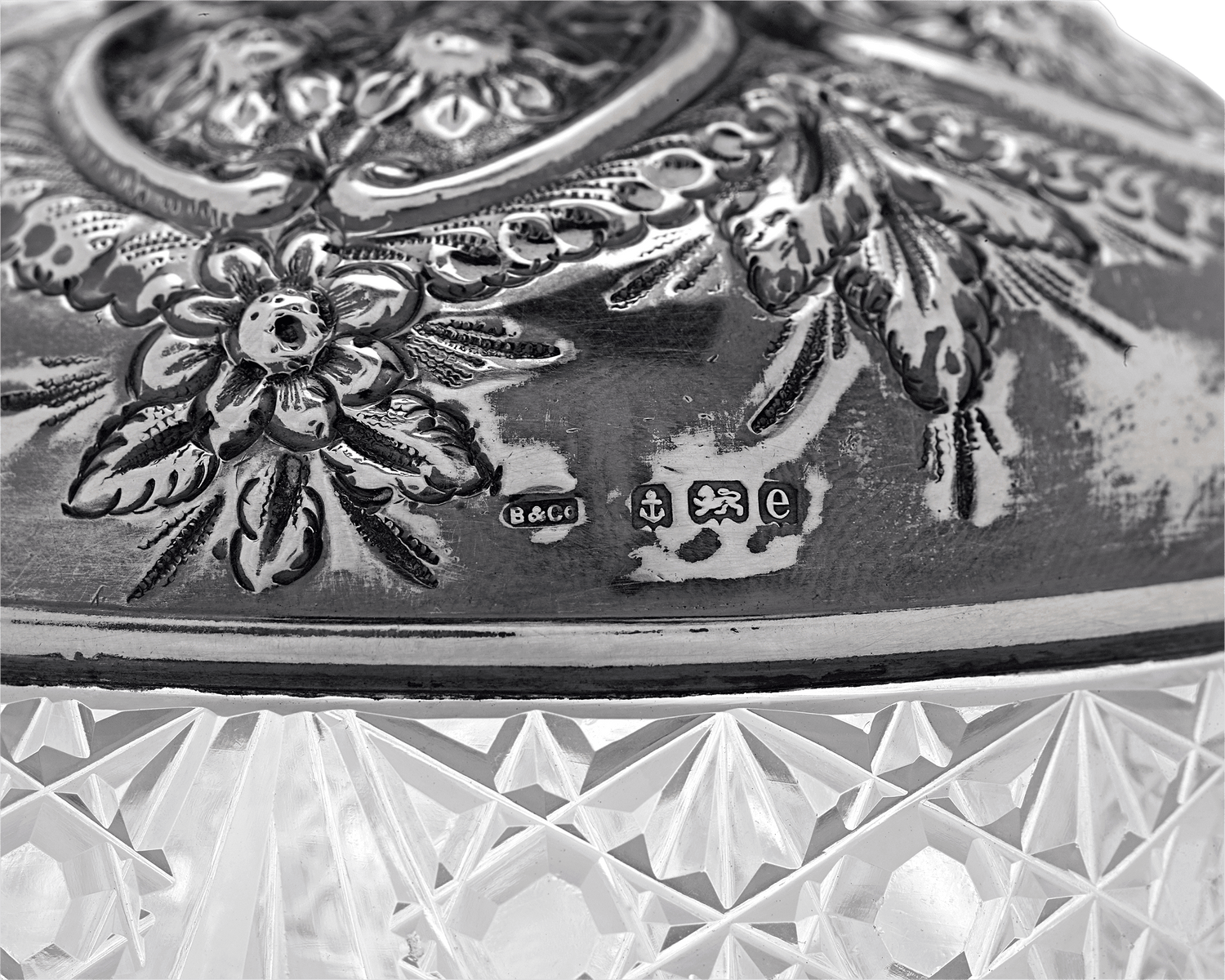 Birmingham Silver and Cut Glass Perfume Bottle