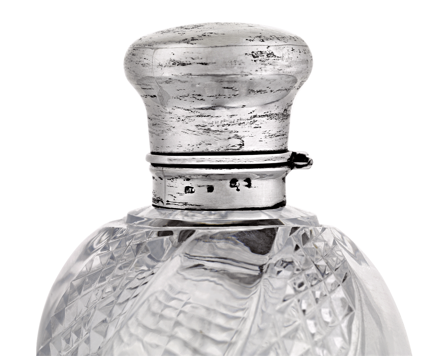 Cut Glass and Silver Perfume Bottle