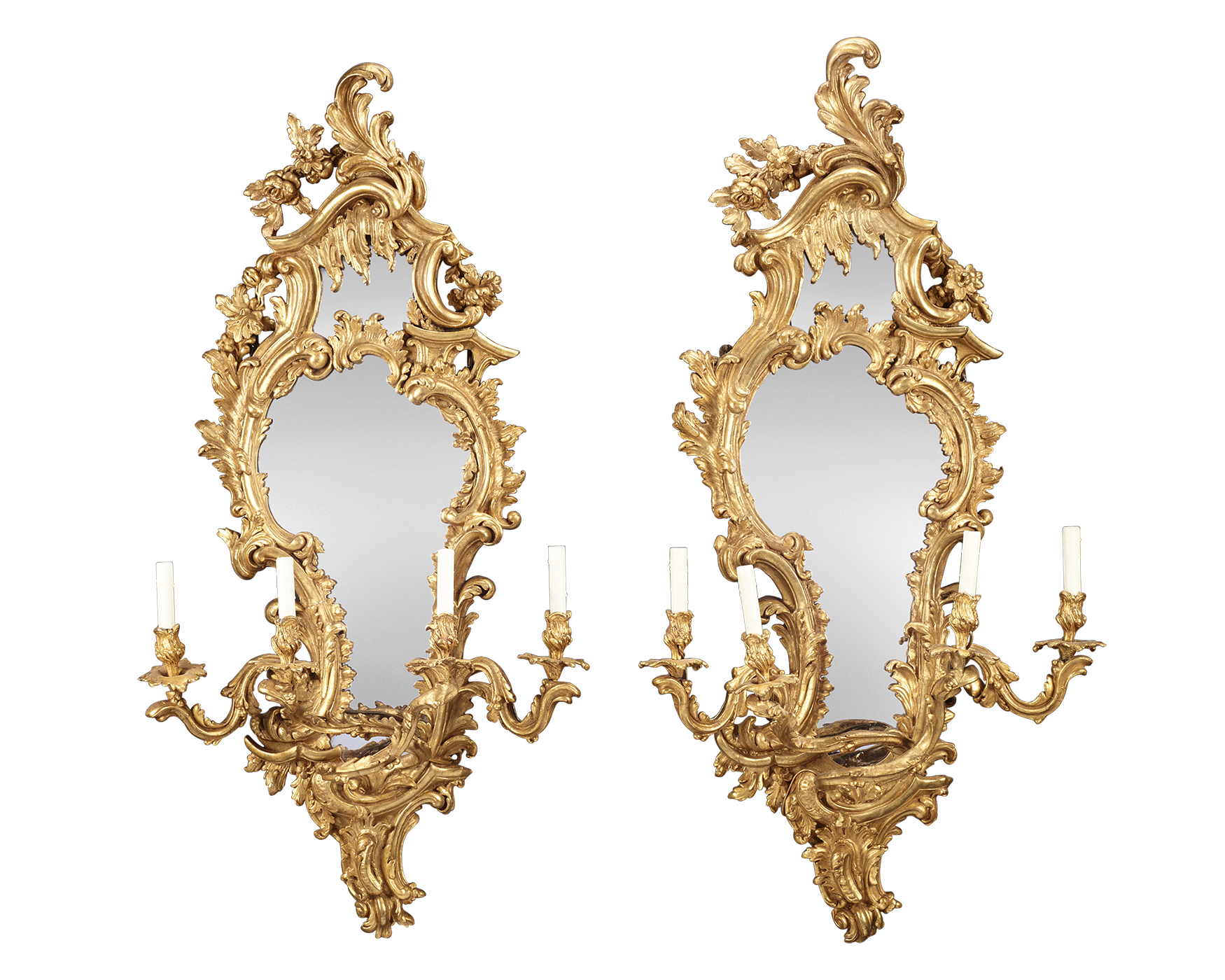 Louis XV Giltwood Mirrored Girandoles