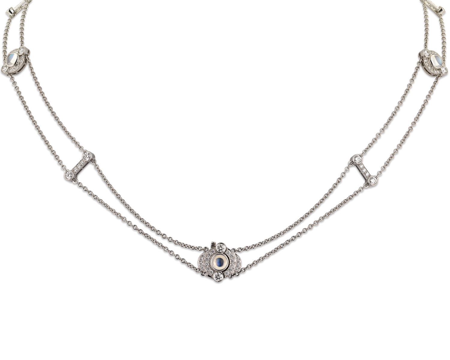 Tiffany & Co. Moonstone and Diamond Double-Strand Necklace