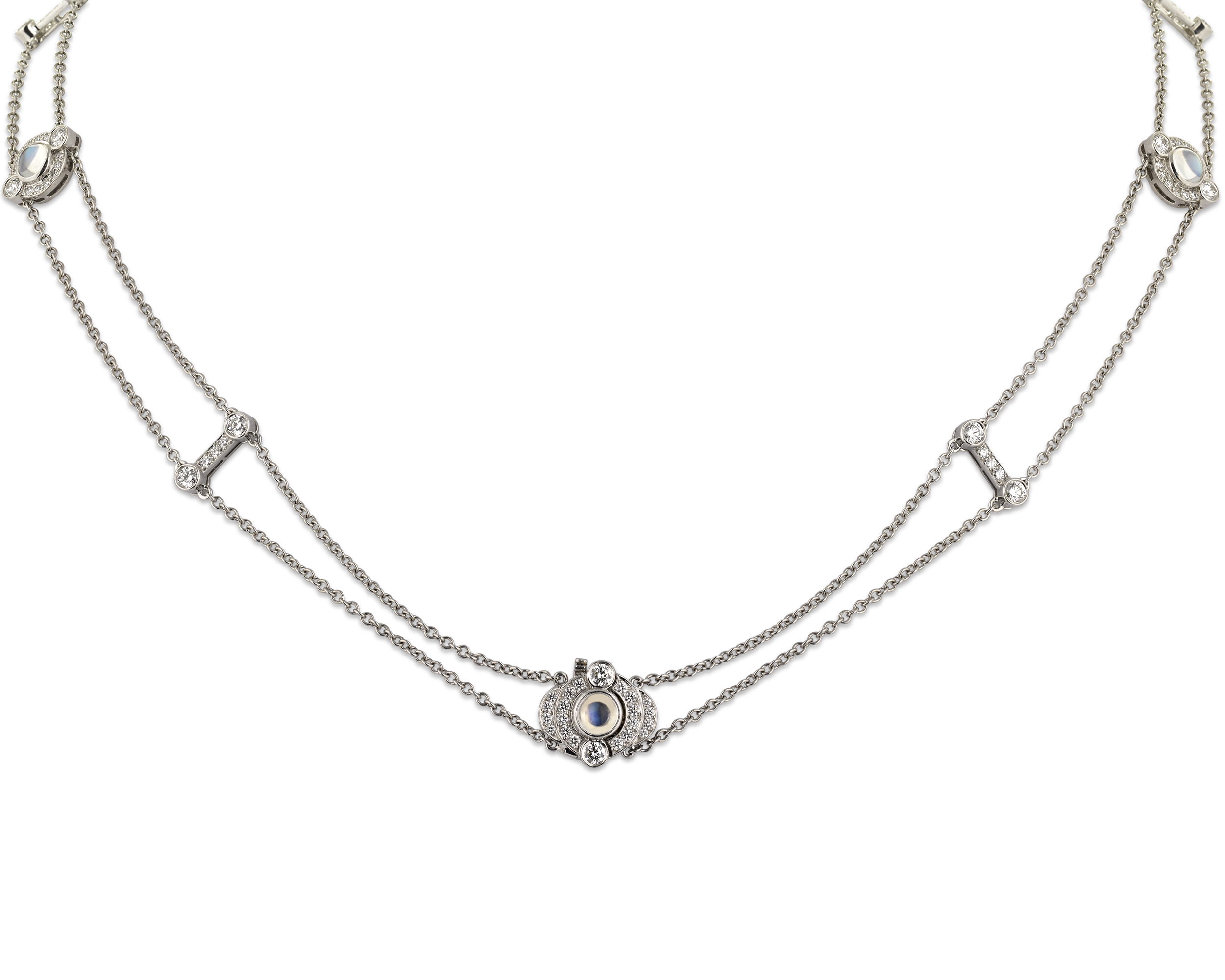 Tiffany & Co. Moonstone and Diamond Double-Strand Necklace