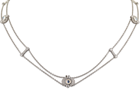 Tiffany & Co. Moonstone and Diamond Double-Strand Necklace