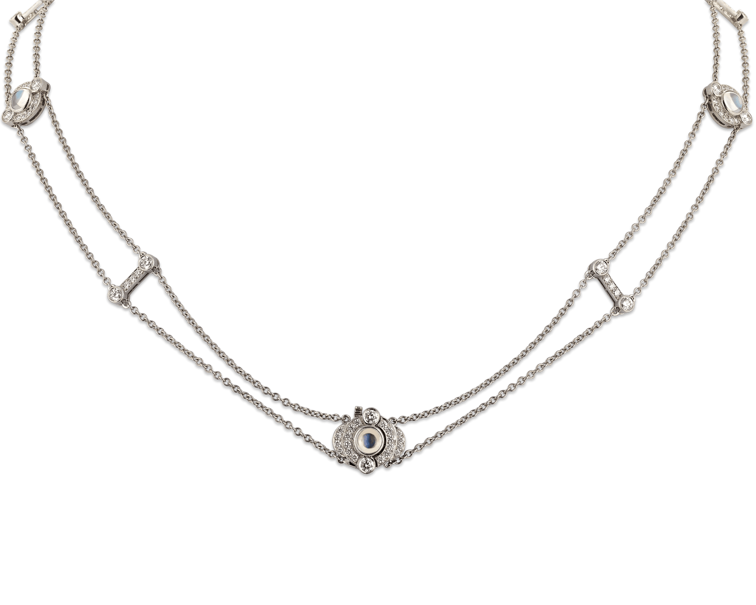Tiffany & Co. Moonstone and Diamond Double-Strand Necklace