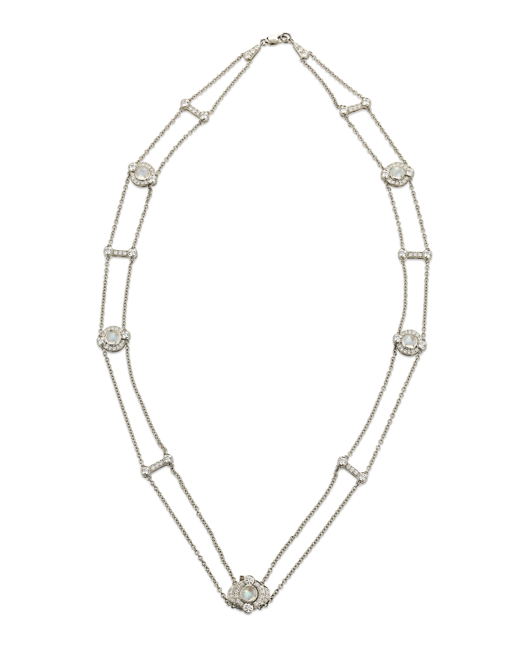 Tiffany & Co. Moonstone and Diamond Double-Strand Necklace